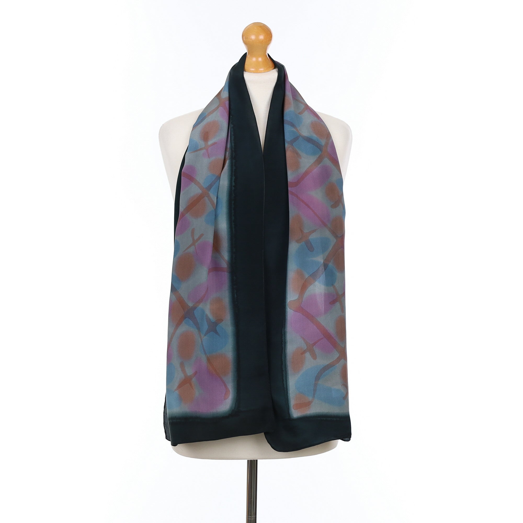 Long Abstract Patterned Silk Scarf