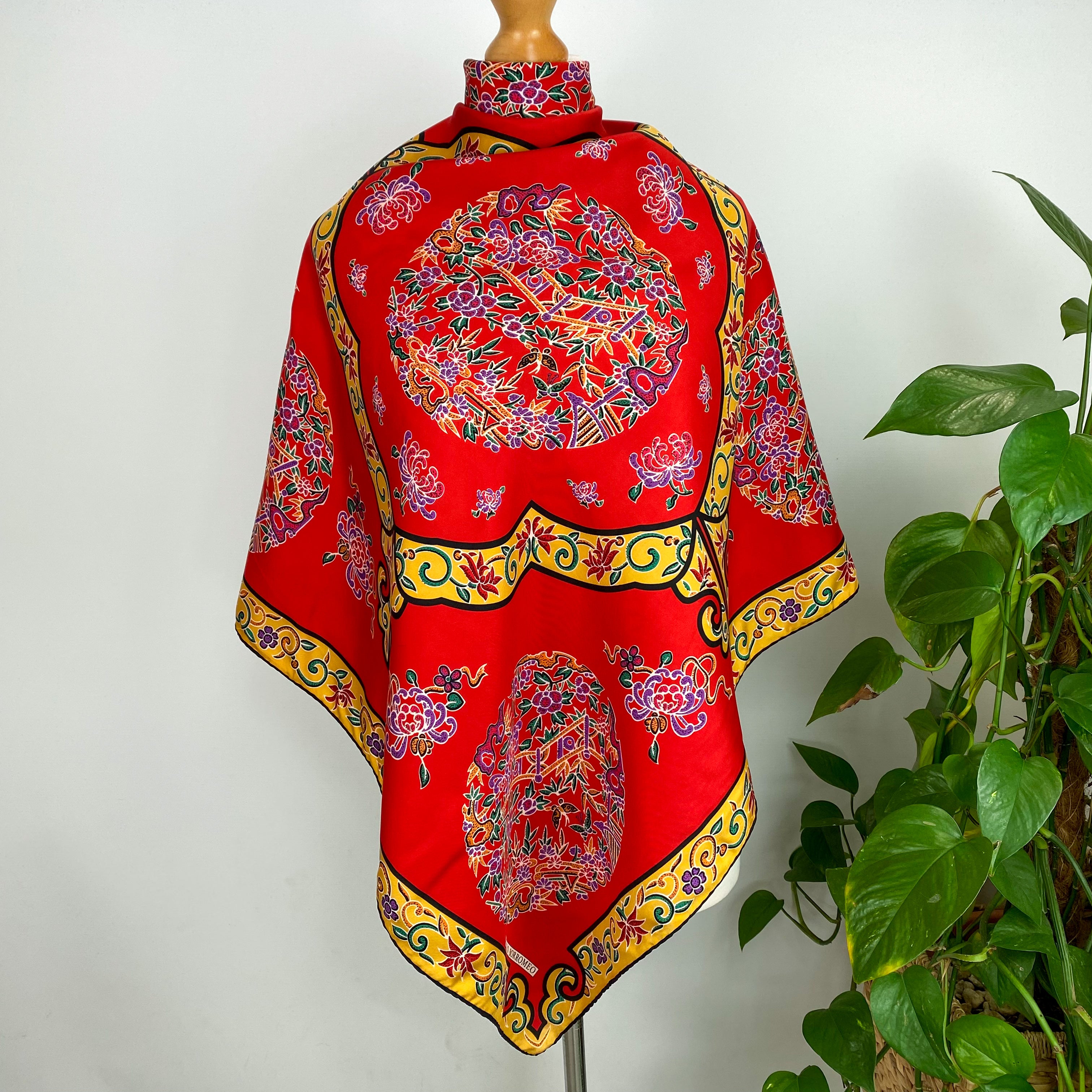 Manolo Borromeo Italian Red Silk Scarf