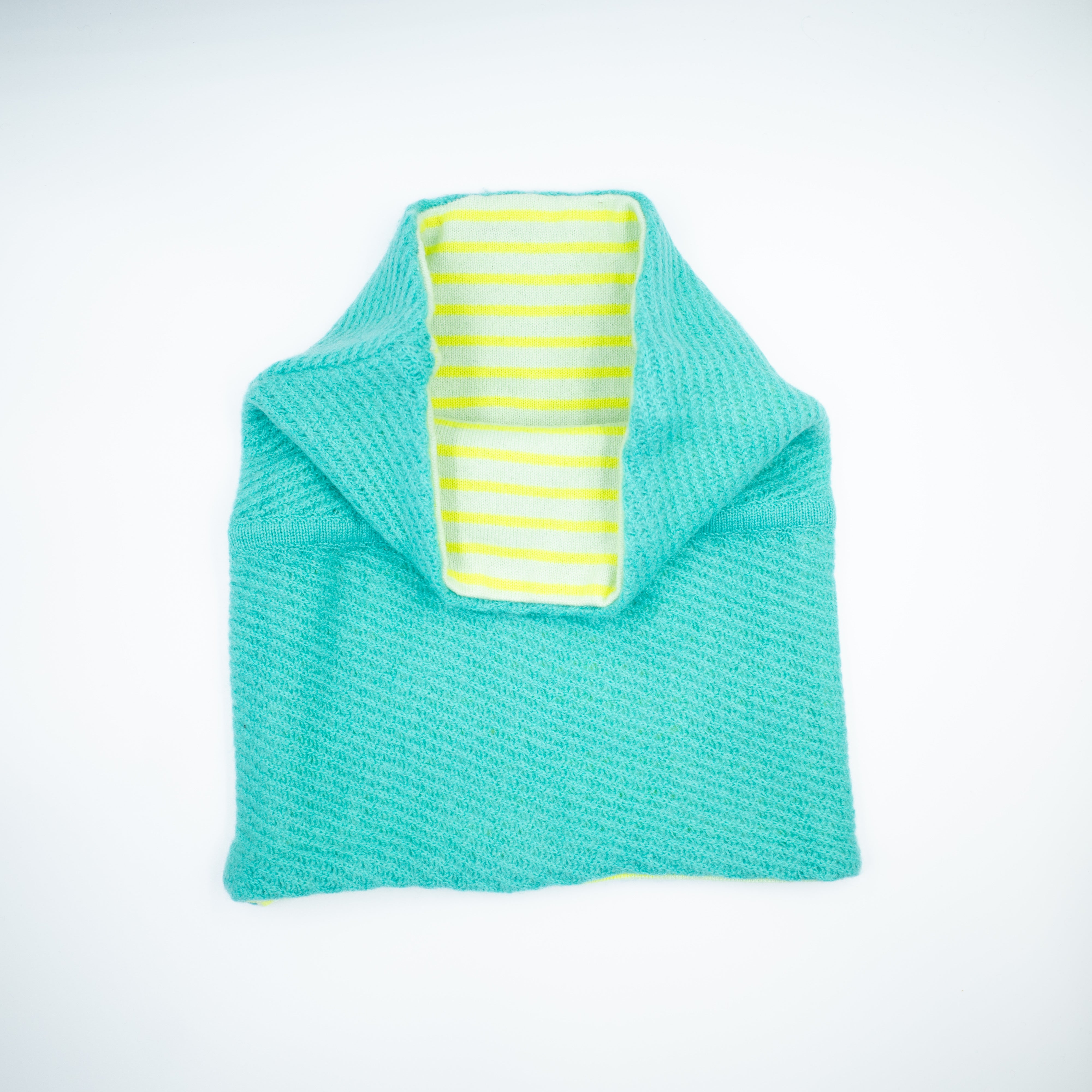 Turquoise Green and Yellow Stripe Luxury Double Layered Snood