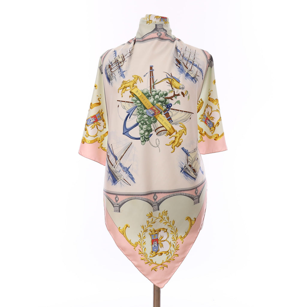 Rare Hermès Bordeaux Porte Oceane Silk Scarf