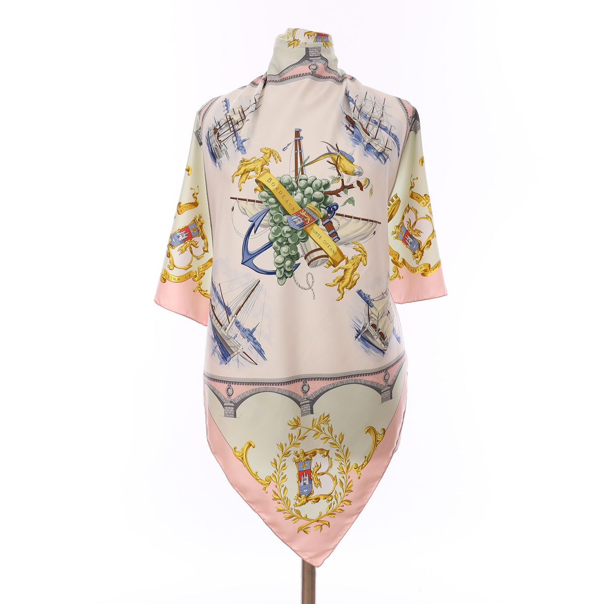 Rare Hermès Bordeaux Porte Oceane Silk Scarf