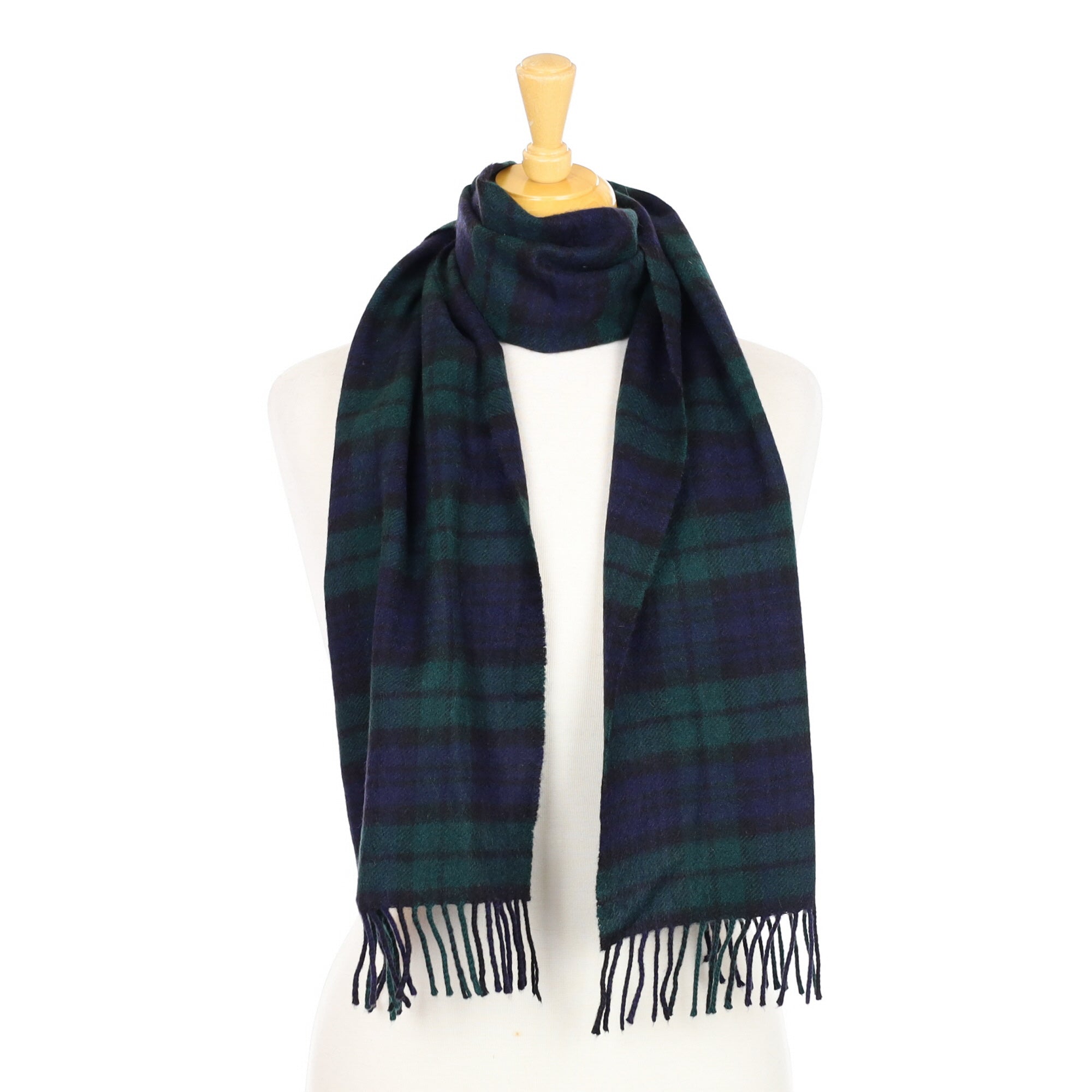 Bottle Green and Navy Checked Woven Scarf