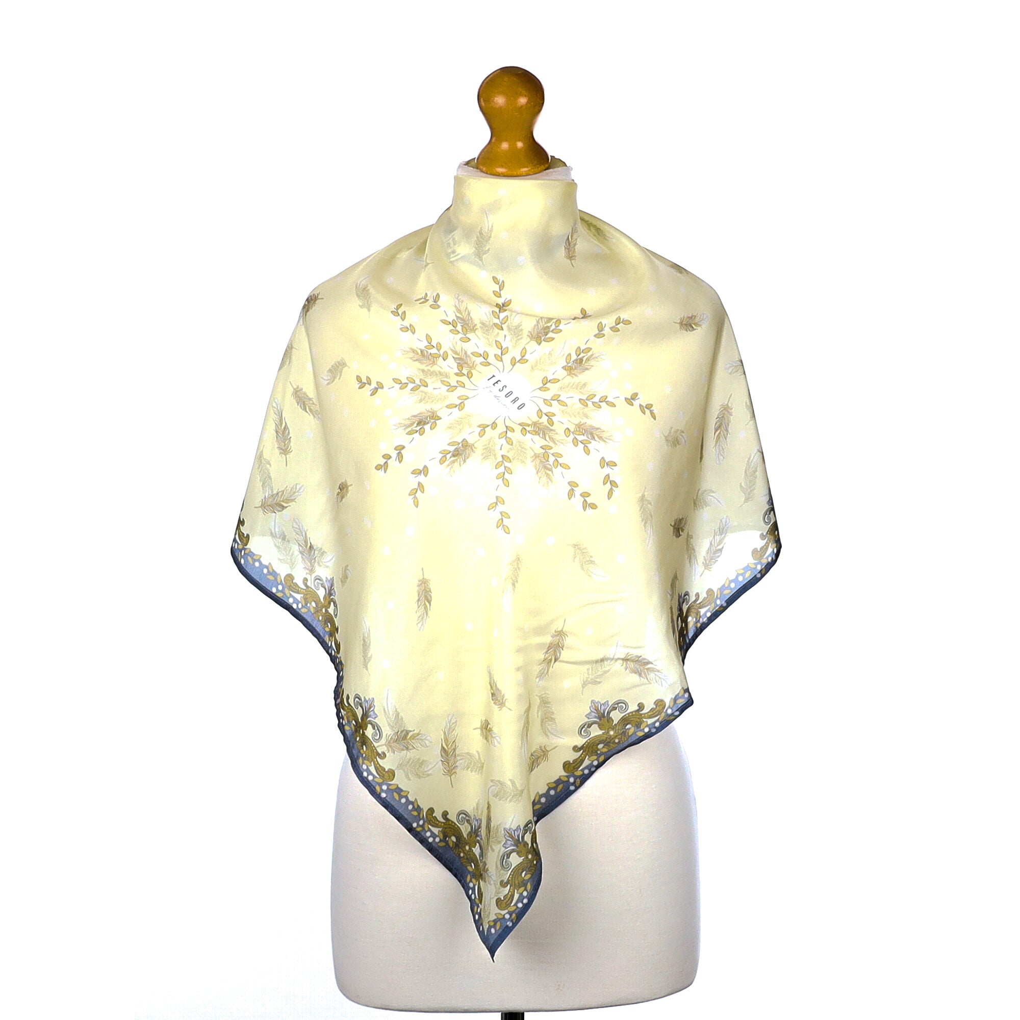 Brand New Tesoro Yellow and Grey Silk Scarf