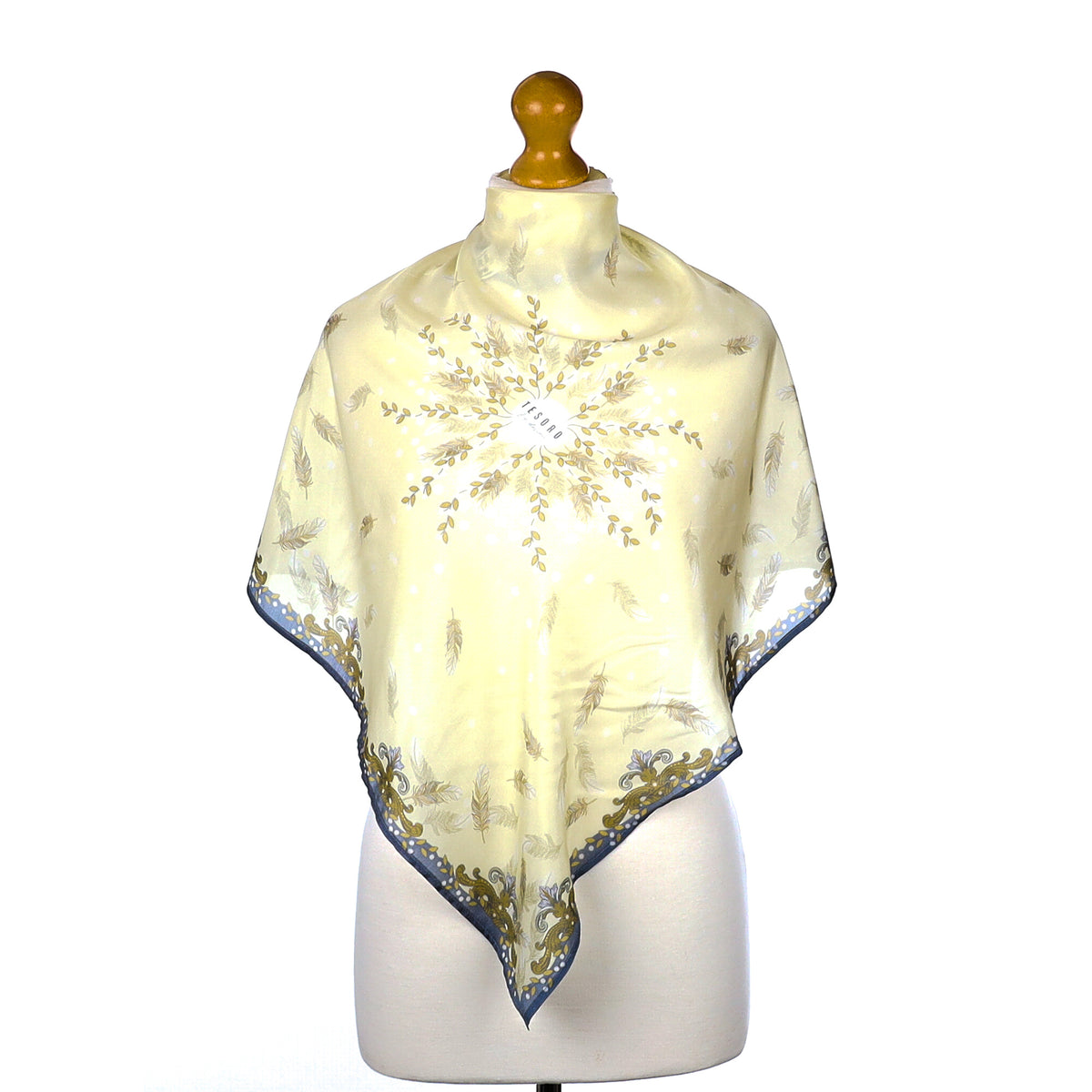 Brand New Tesoro Yellow and Grey Silk Scarf