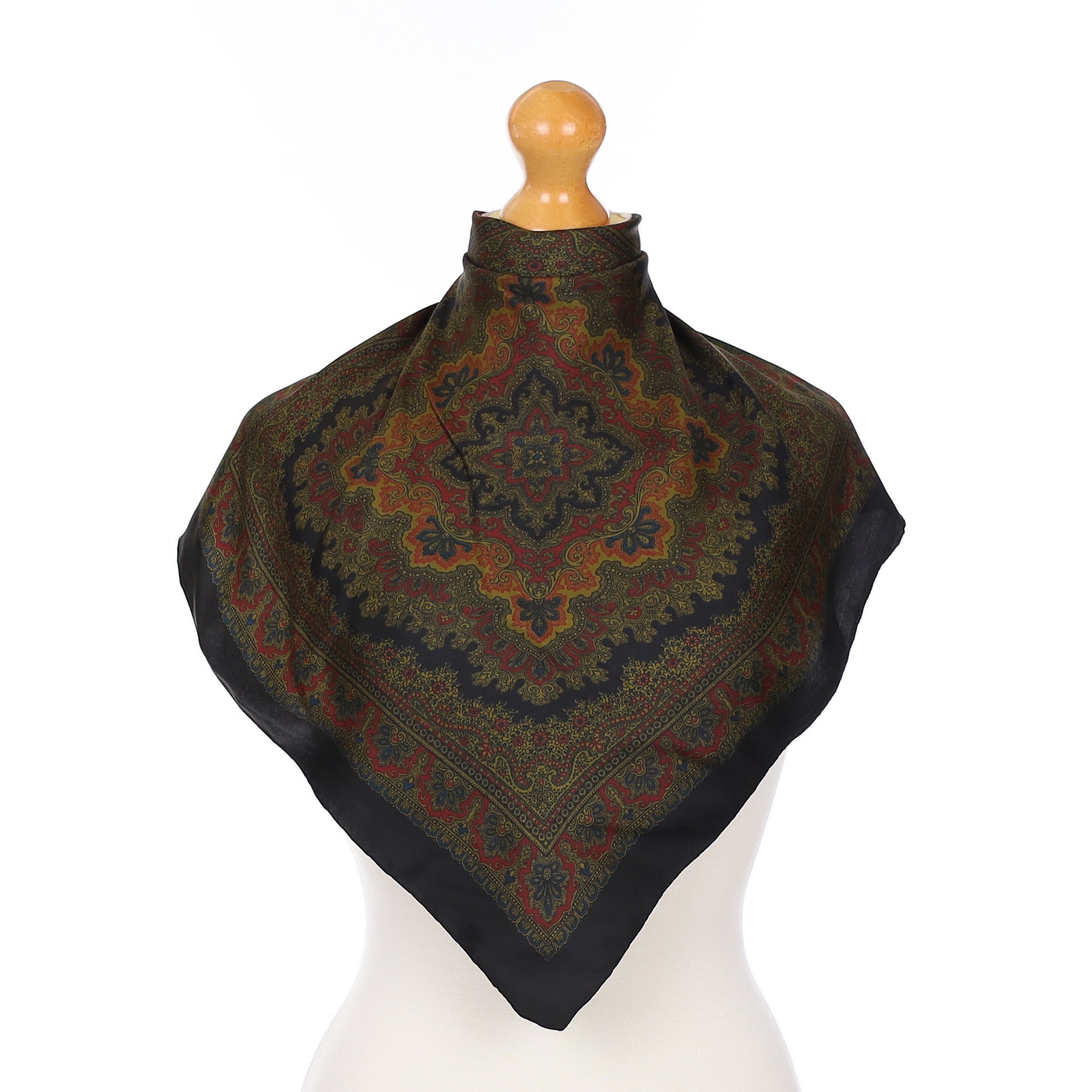 Black Paisley Silk Pocket Square