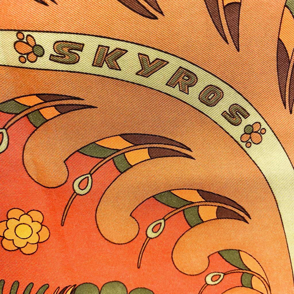 Boxed Hermes Skyros 1971 Designer Silk Scarf