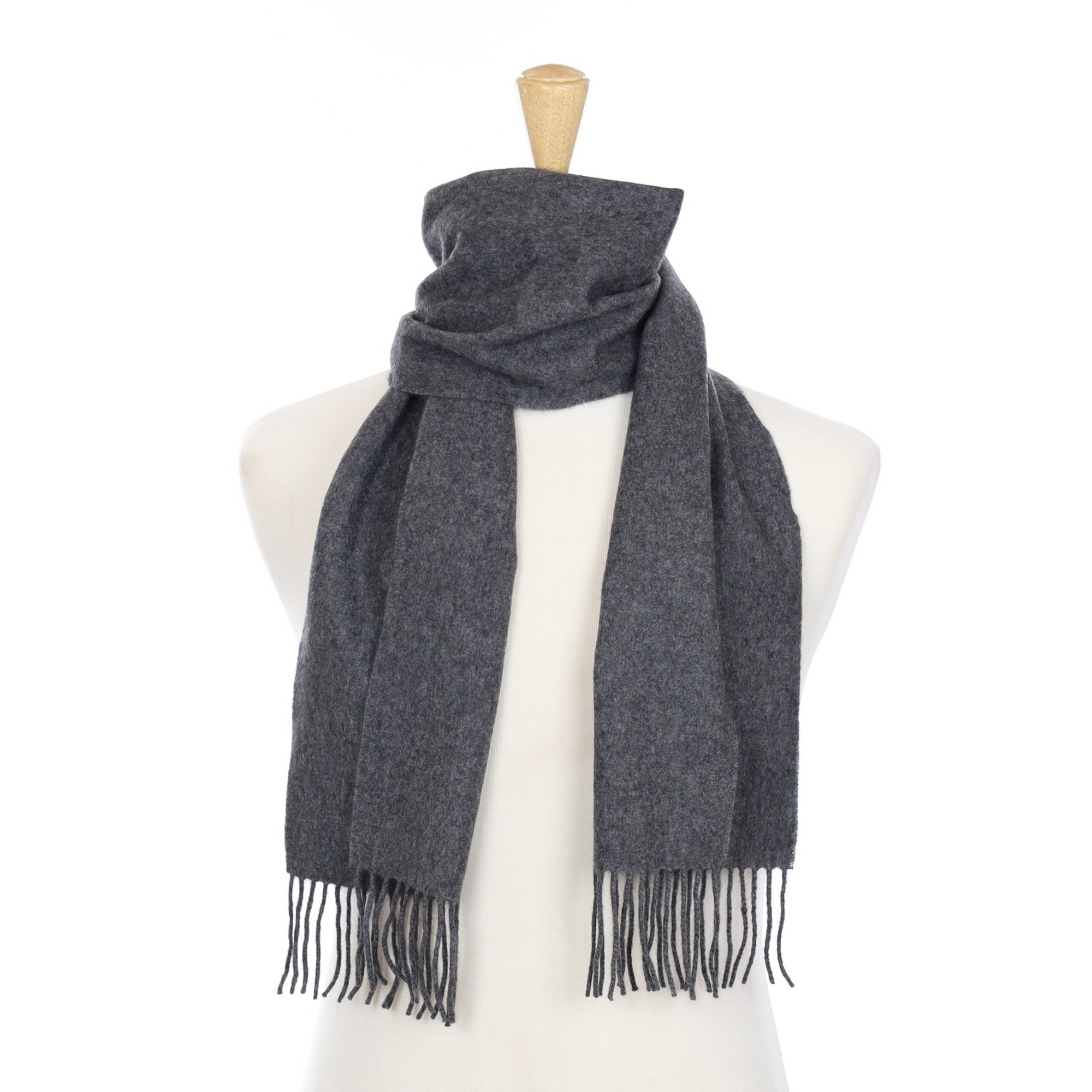 Slate Grey Cashmere Fringed Woven Scarf