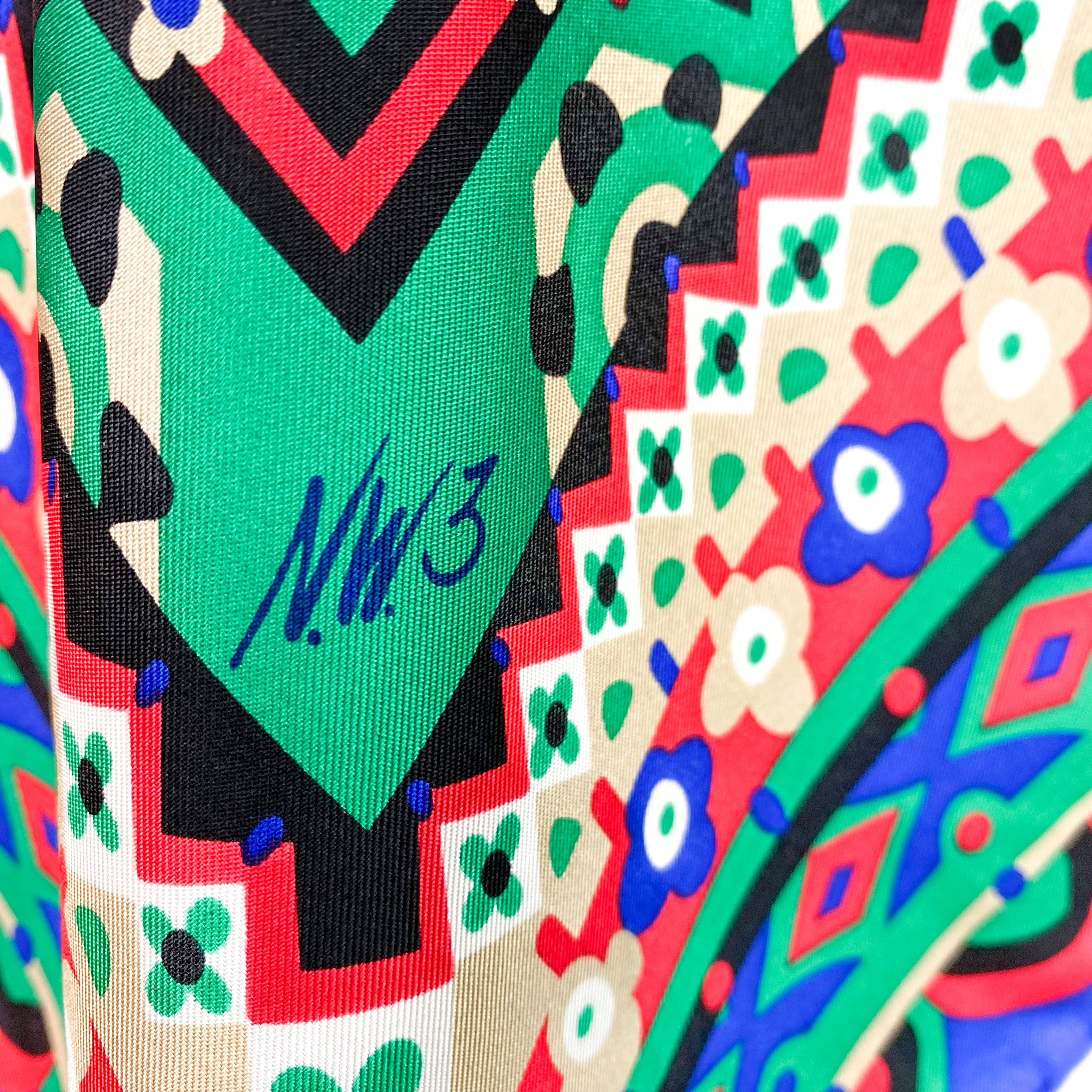 1980s Colourful Vintage Silk Scarf