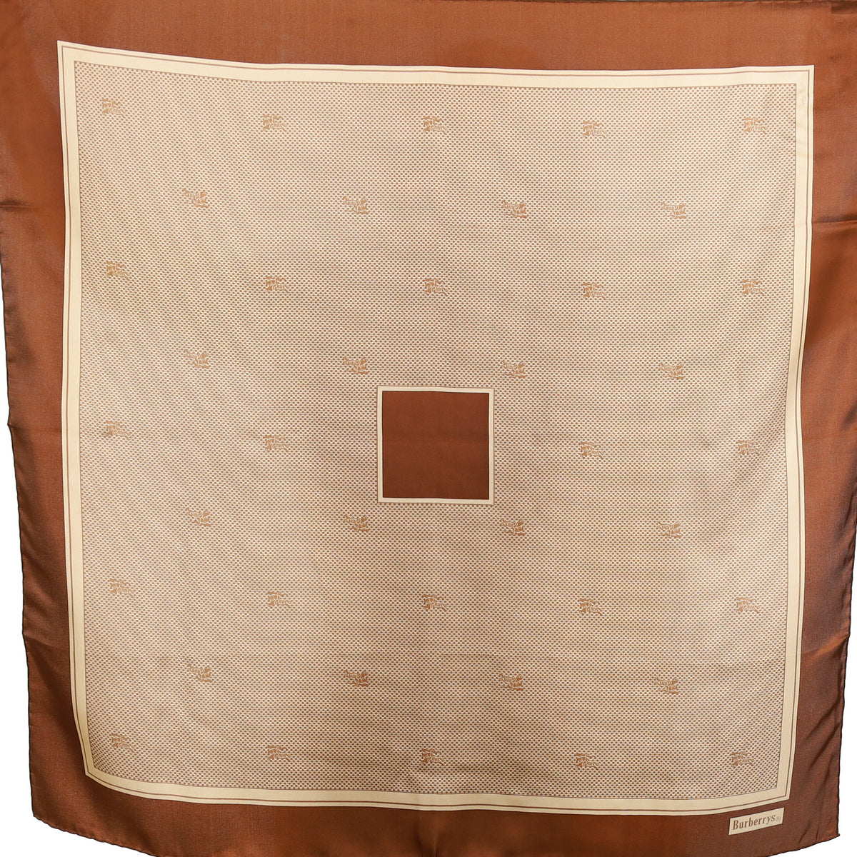 Brand New Burberrys Chocolate Brown Vintage Silk Scarf