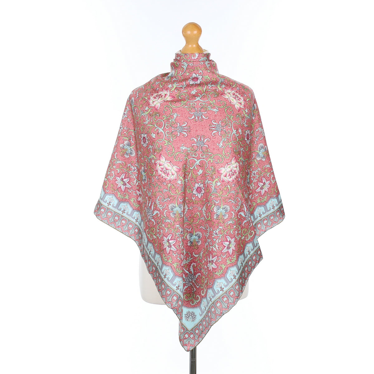 Muted Pink Floral Baroque Vintage Silk Scarf