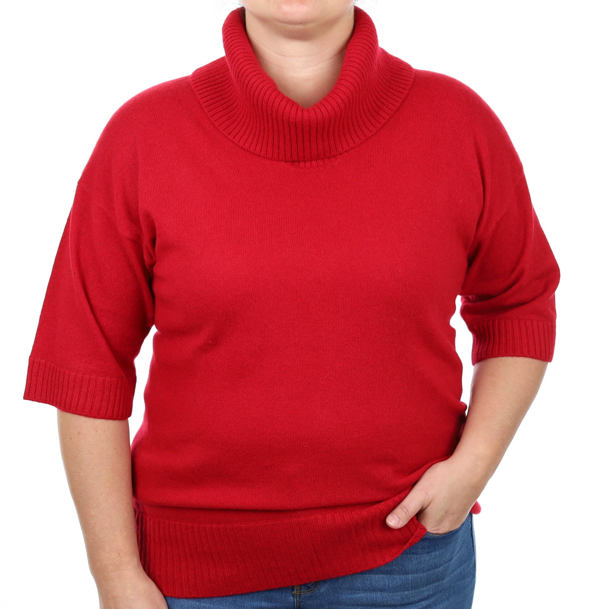 Crimson Red Cashmere Cowl Neck Jumper Large