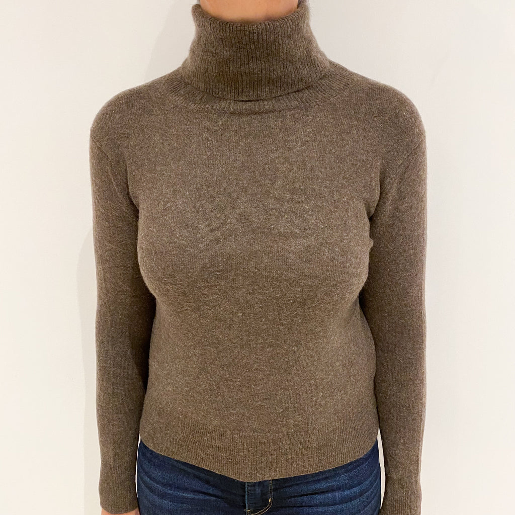 Donkey Brown Cashmere Polo Neck Jumper Medium