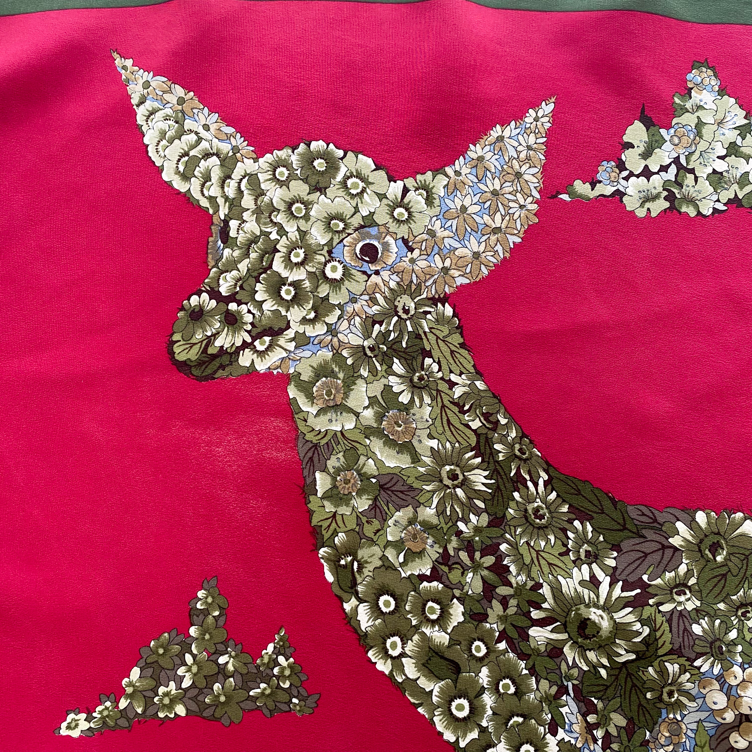 Salvatore Ferragamo Deer Designer Silk Scarf