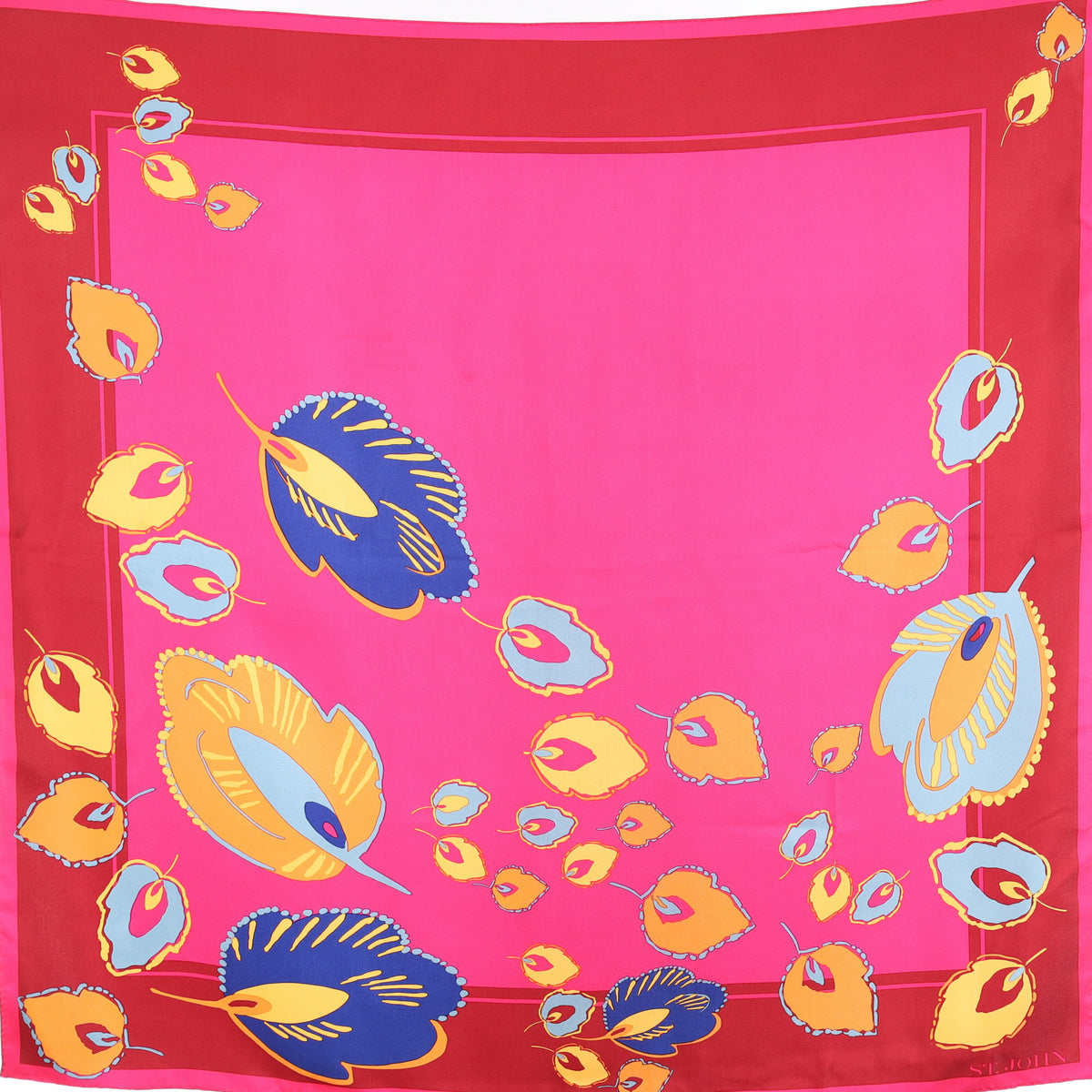 Pristine St John Feather Print Silk Scarf