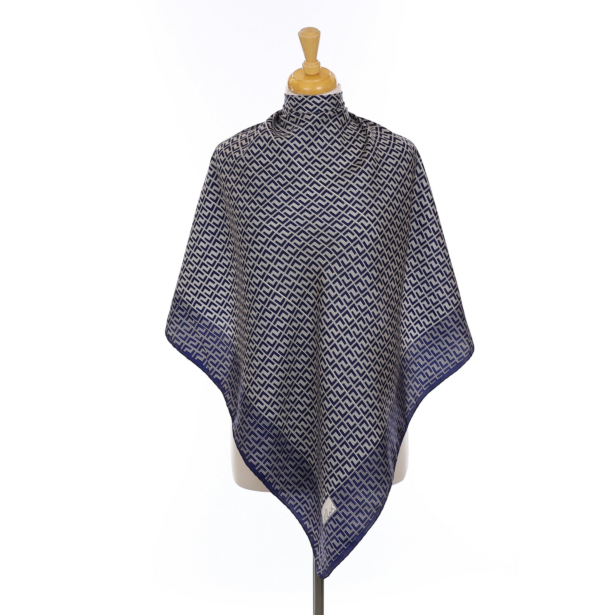 Navy and White Bellotti Vintage Silk Scarf