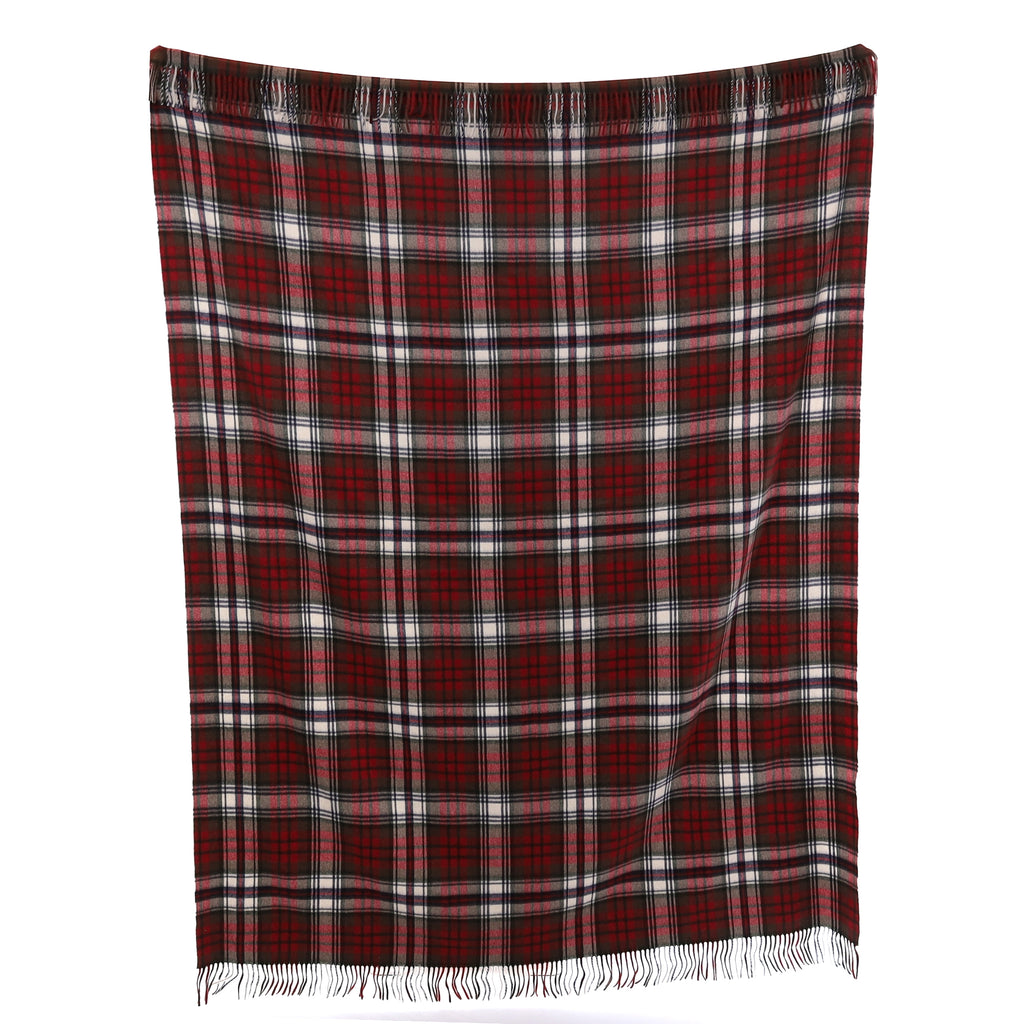 Brand New English Crimson and Green Plaid Luxury Woven Cashmere Blanket