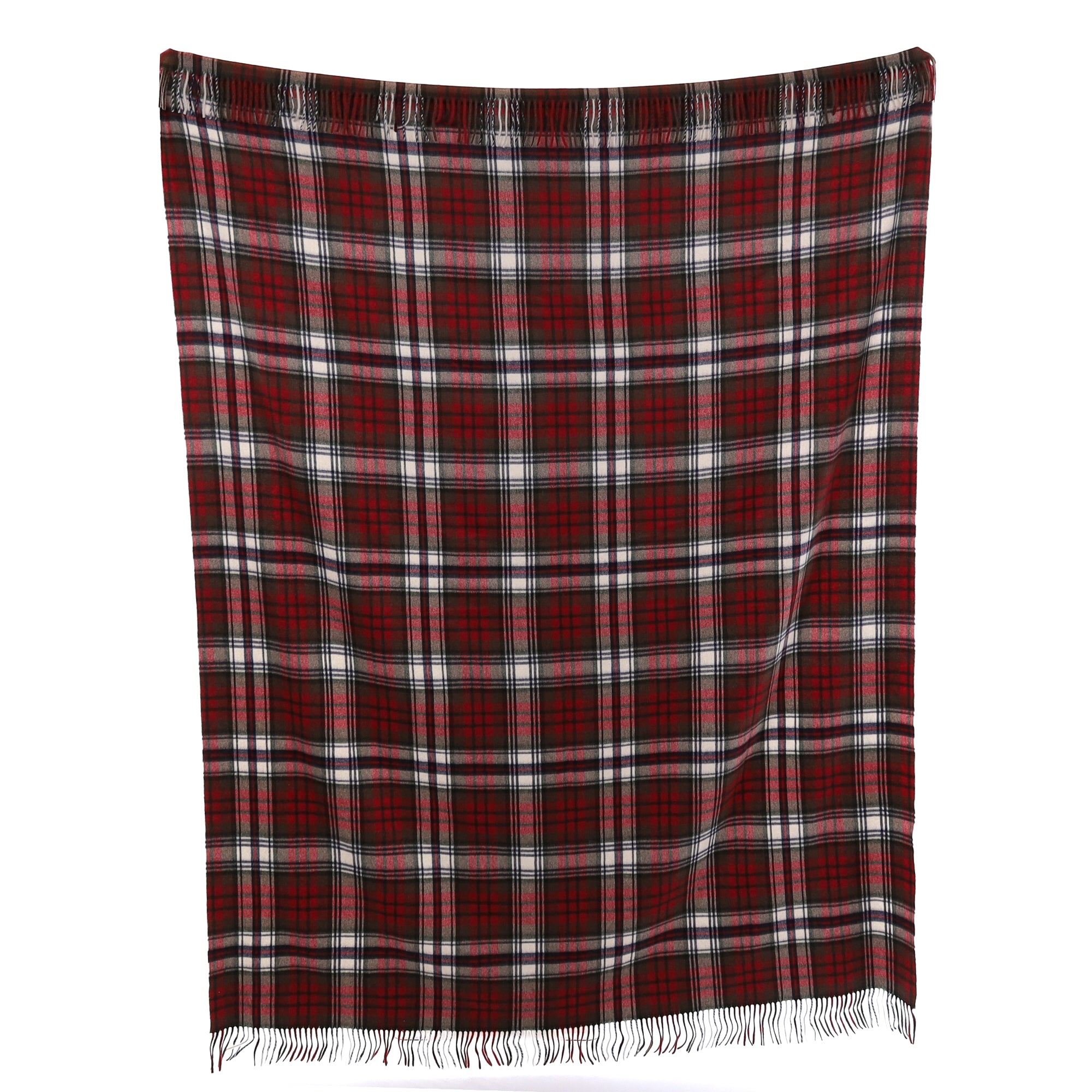 Brand New English Crimson and Green Plaid Luxury Woven Cashmere Blanket