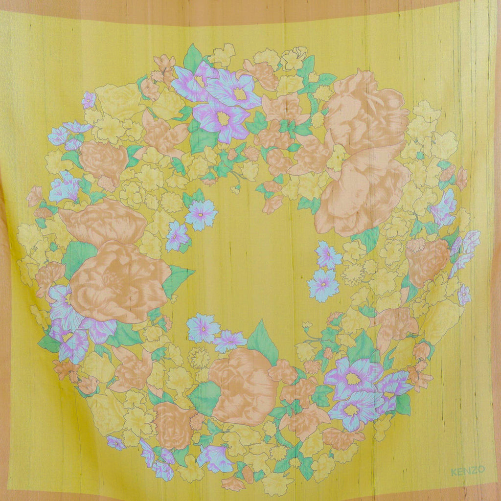 Brand New Kenzo Yellow Chiffon Silk Scarf
