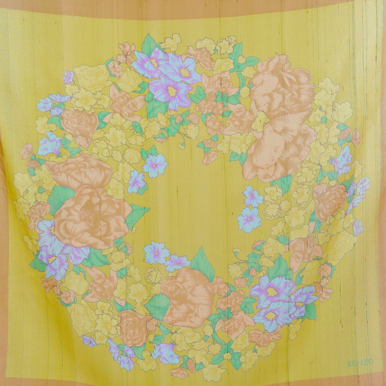 Brand New Kenzo Yellow Chiffon Silk Scarf
