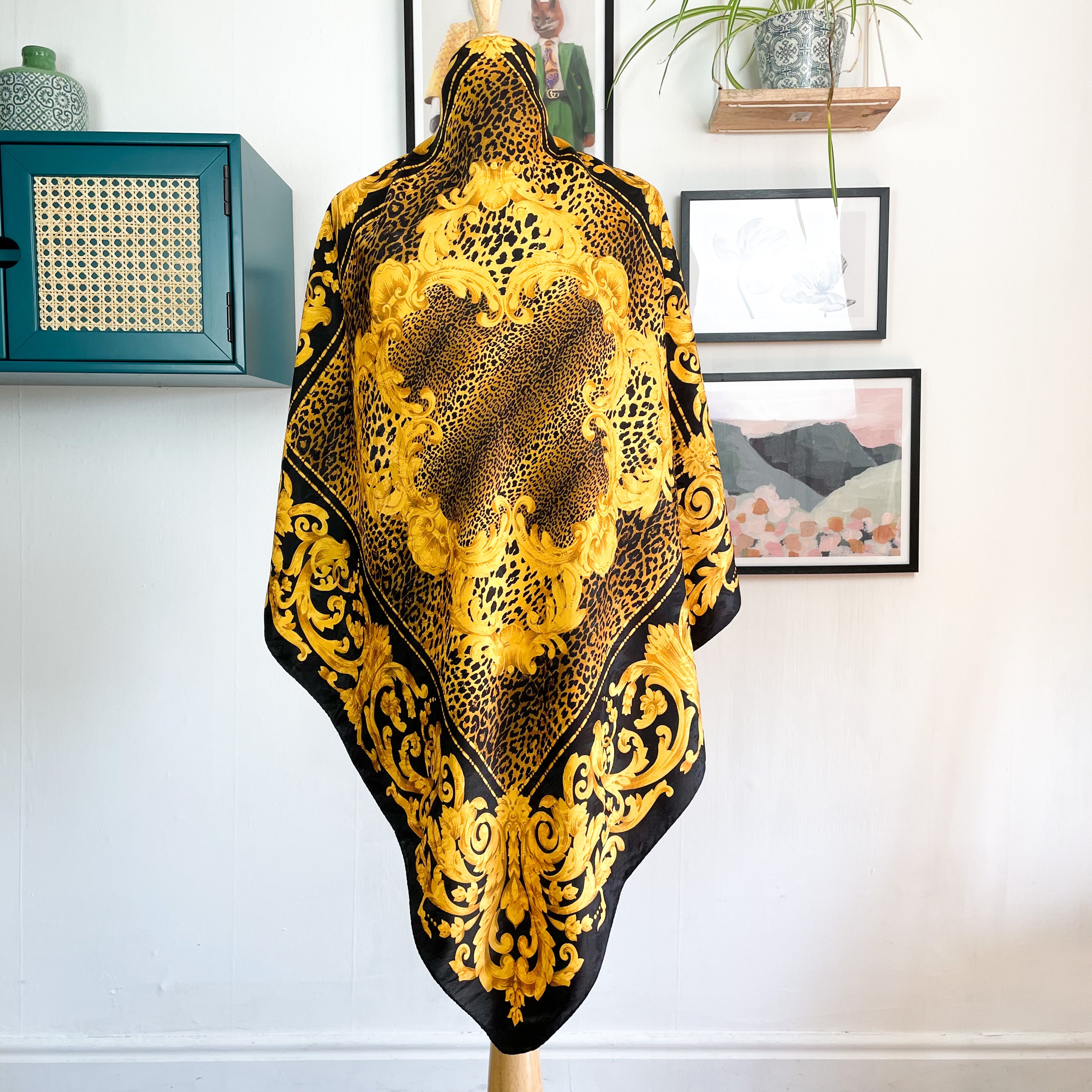 Italian Animal Print Design Large Silk Scarf