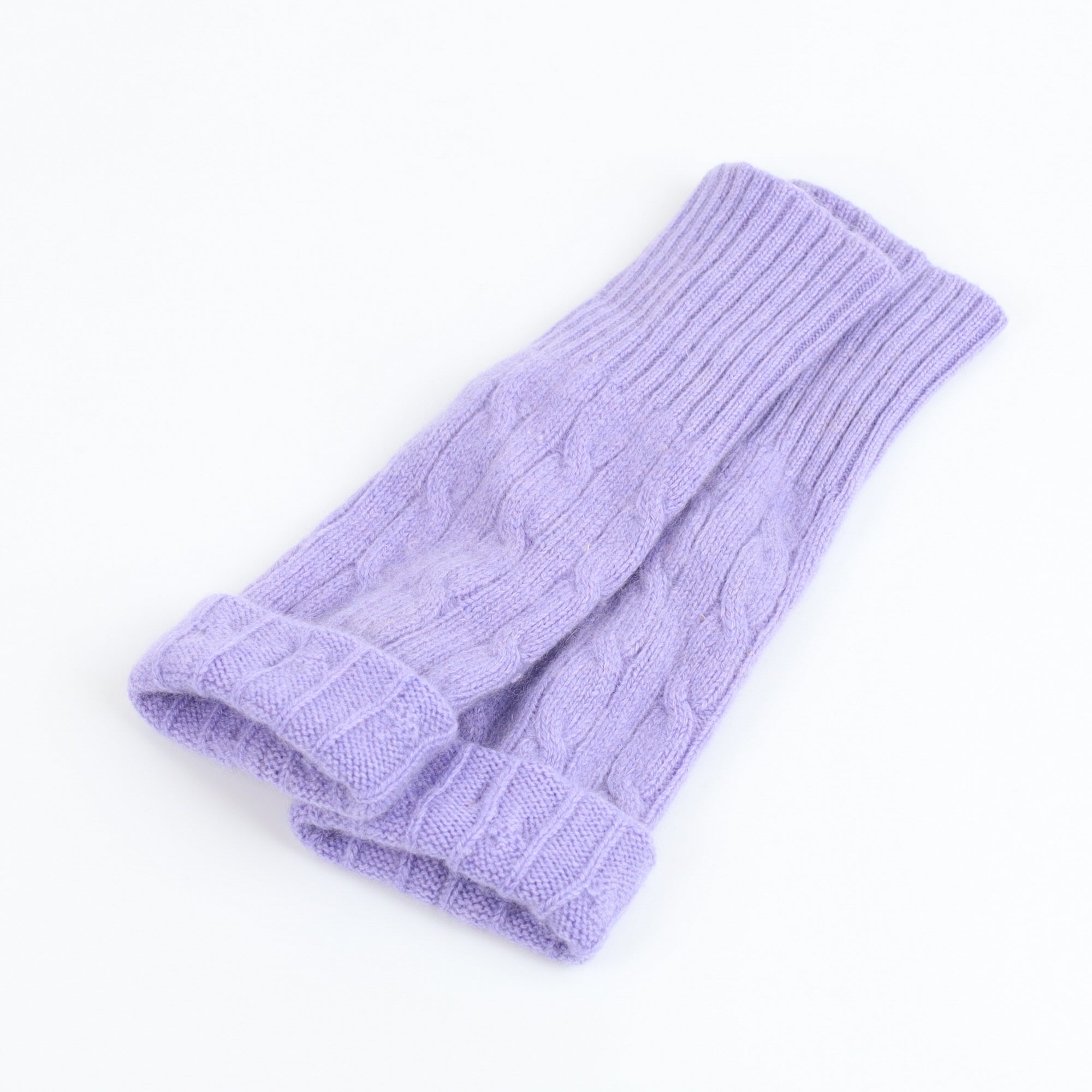 Bluebell Purple Cable Fingerless Gloves