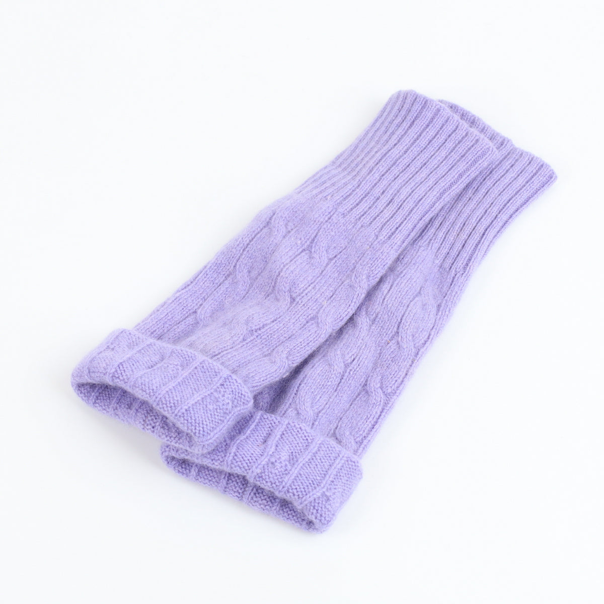 Bluebell Purple Cable Fingerless Gloves