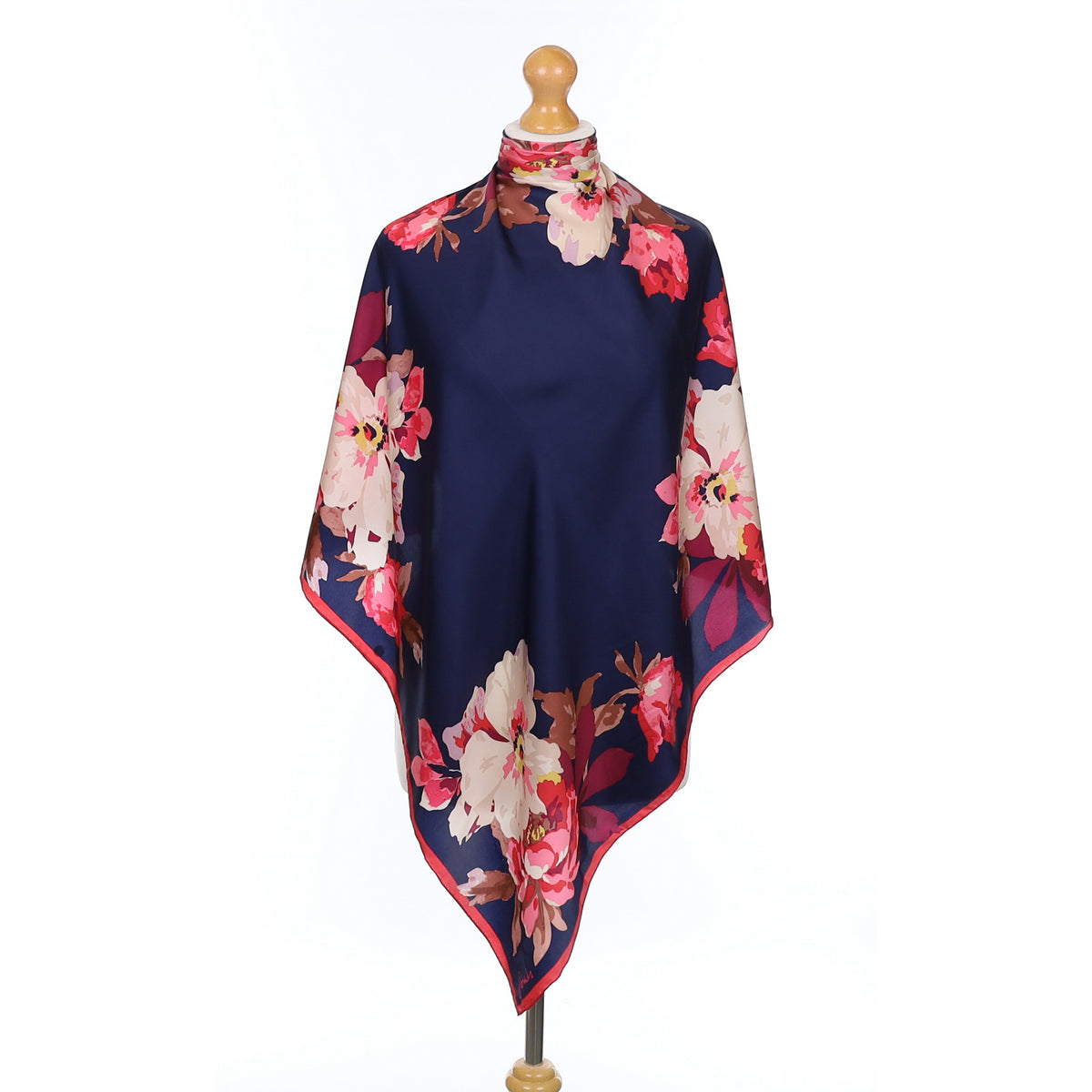 Joules Pink Floral Silk Scarf