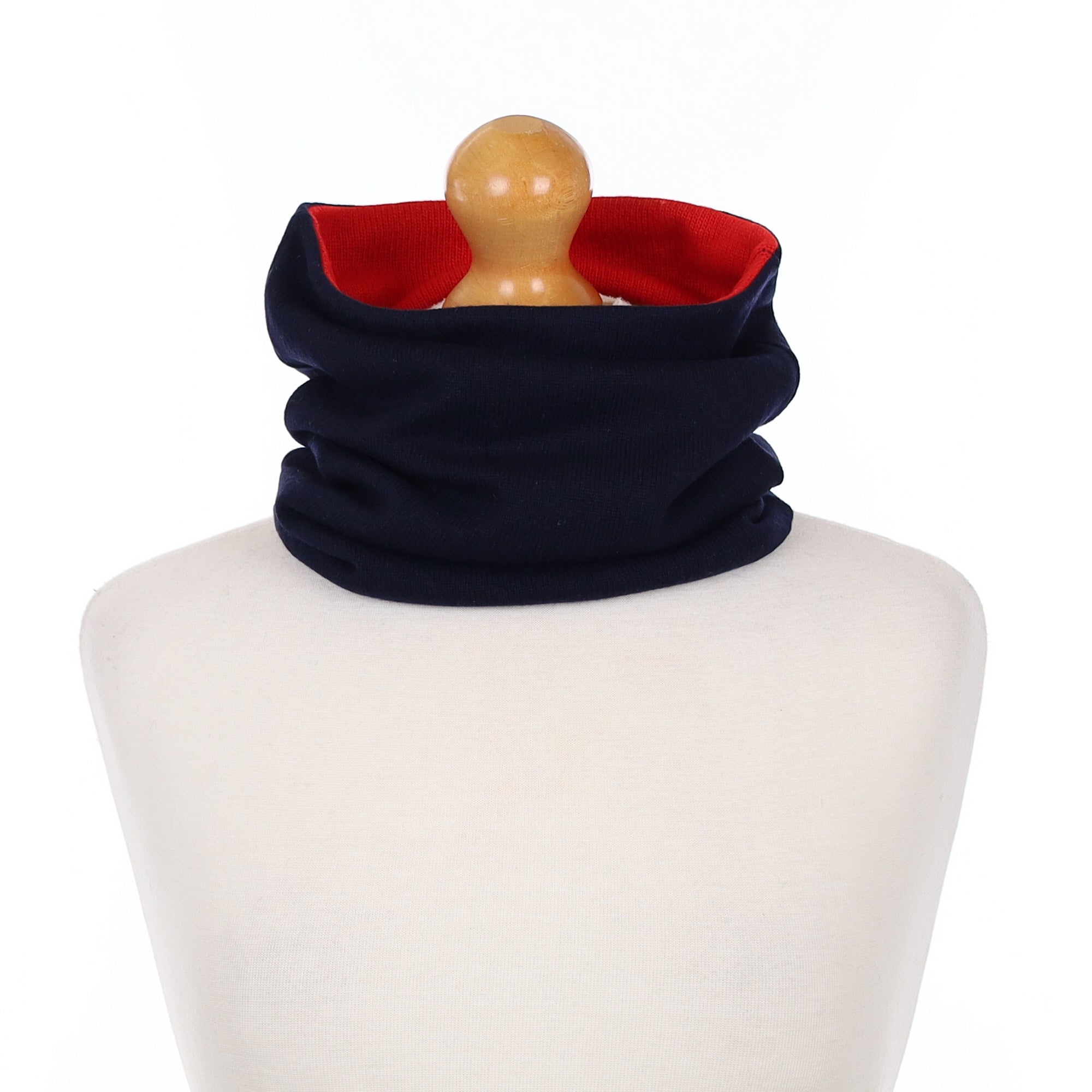 Navy and Post Box Red Double Layered Snood