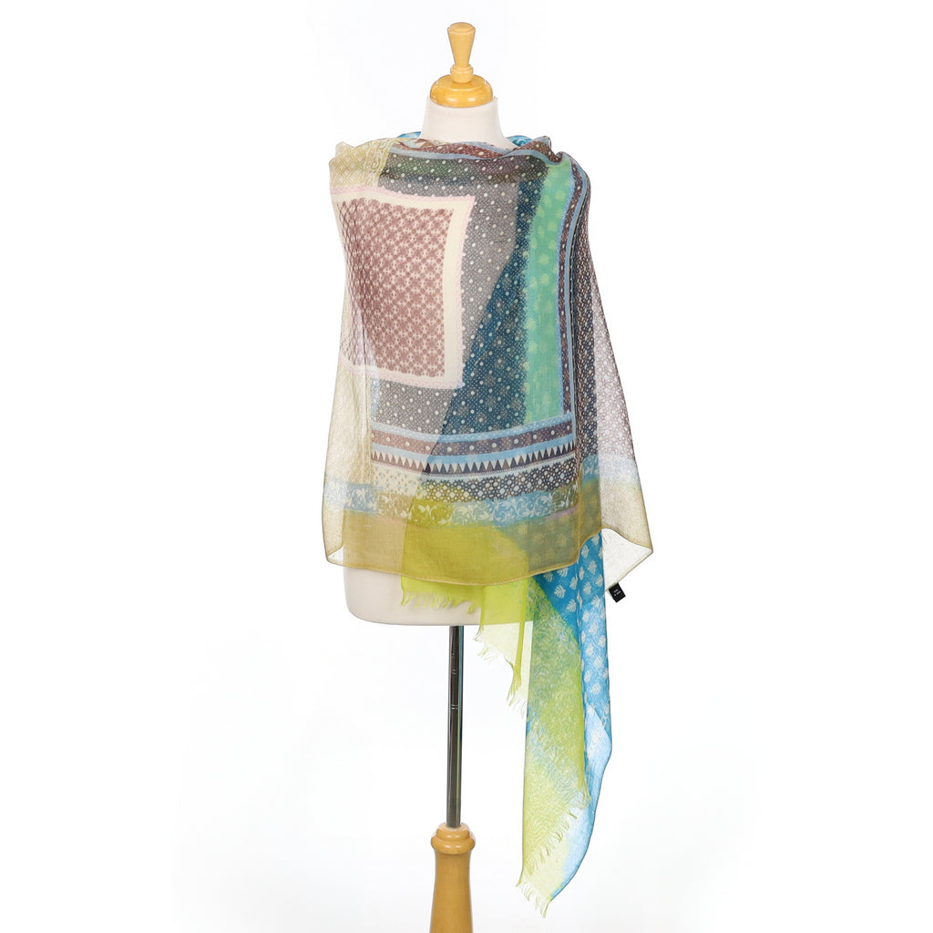 Jim Thompson Abstract Silk snd Cashmere Silk Scarf