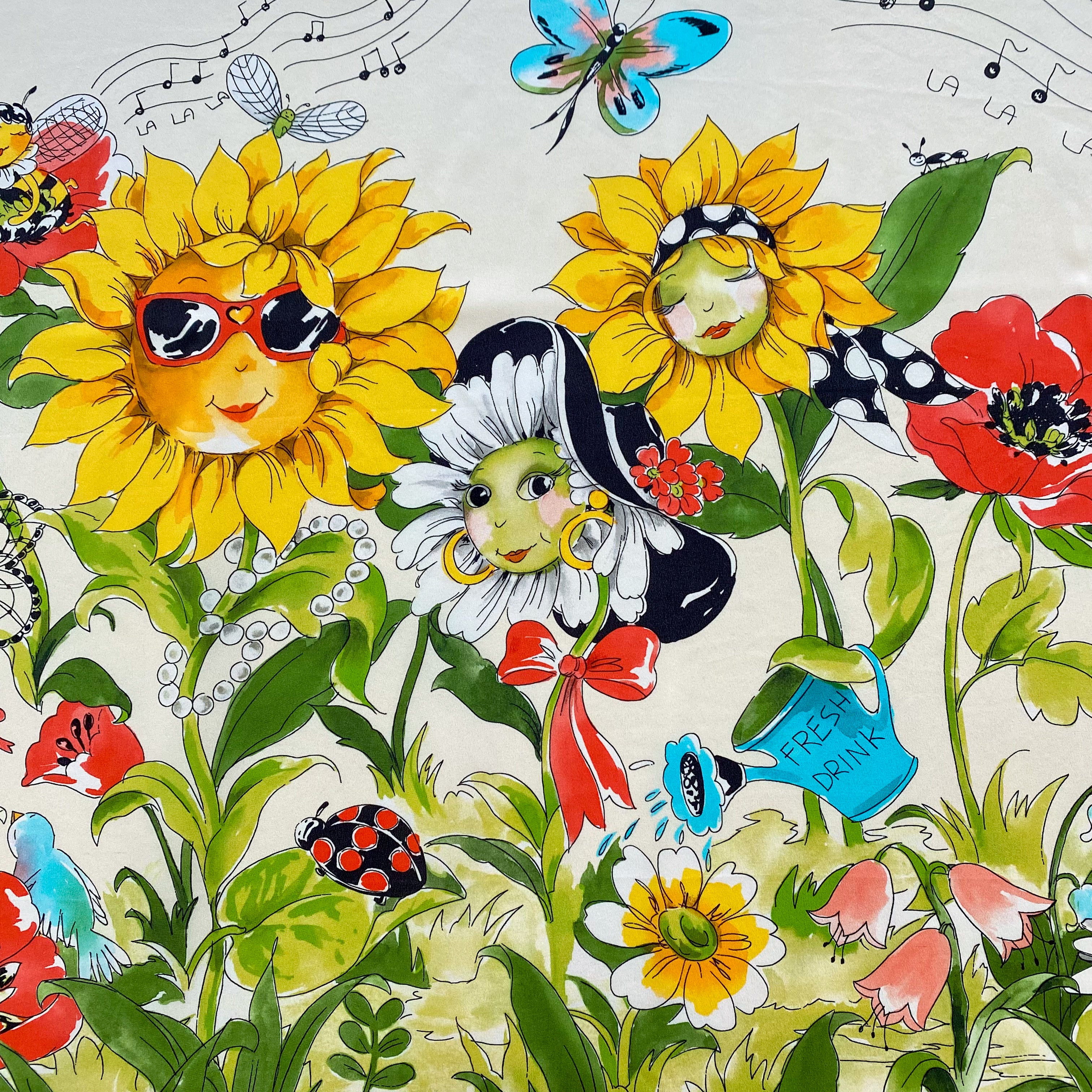 Immaculate Moschino Flower Characters Designer Silk Scarf