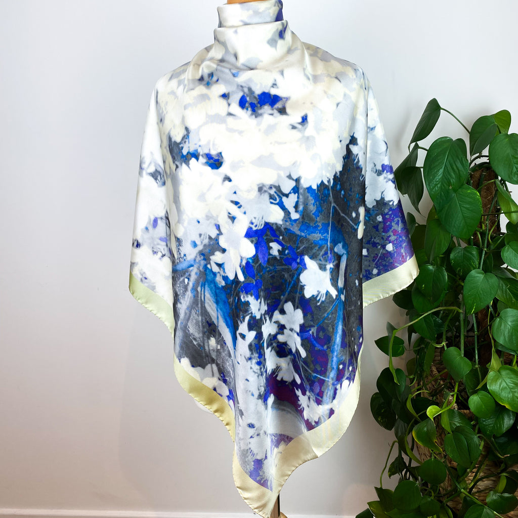 Abstract Floral Italian Silk Scarf