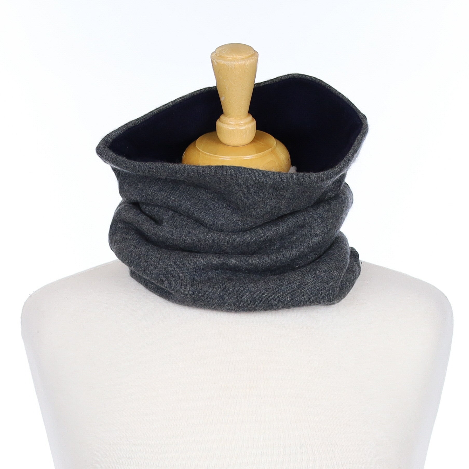 Slate Grey and Navy Luxury Double Layered Snood