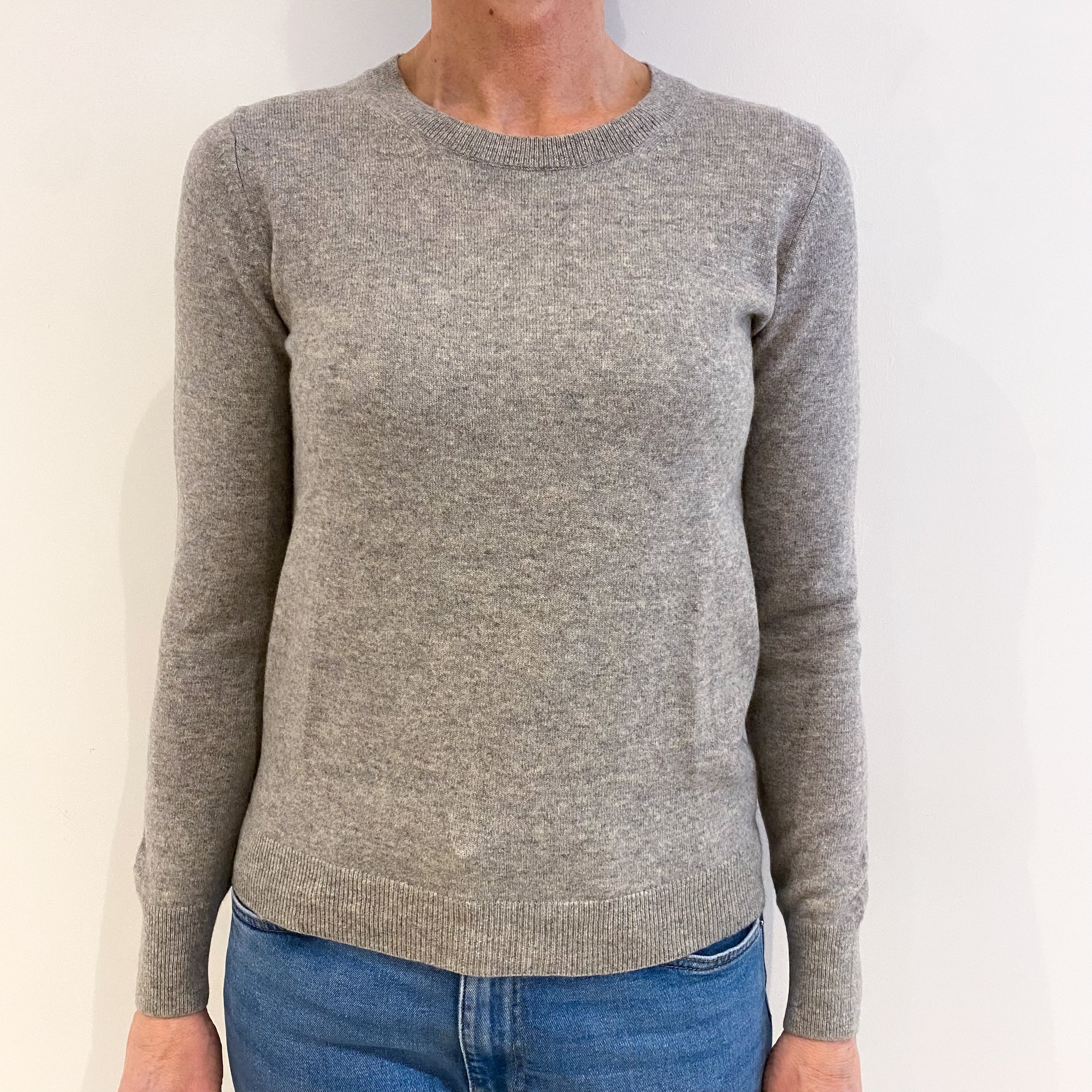 Smoke Grey Cashmere Crew Neck Jumper Small