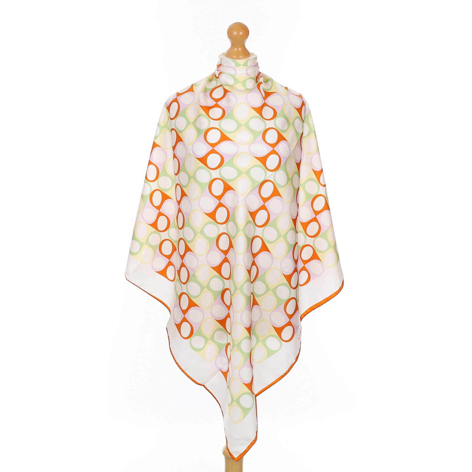 Oroton White Geometric Silk Scarf