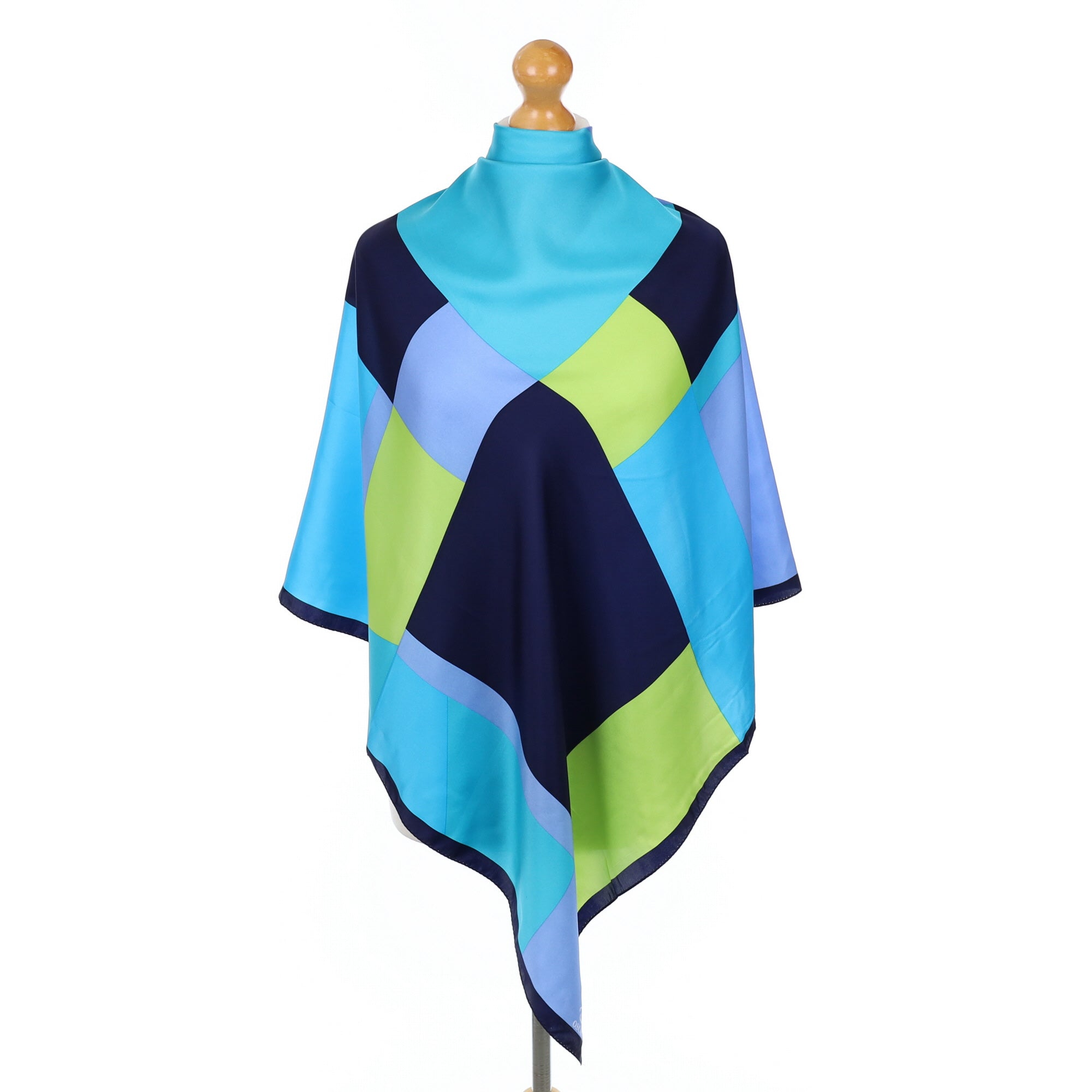 Immaculate Oscar de La Renta Colourful Checked Silk Scarf