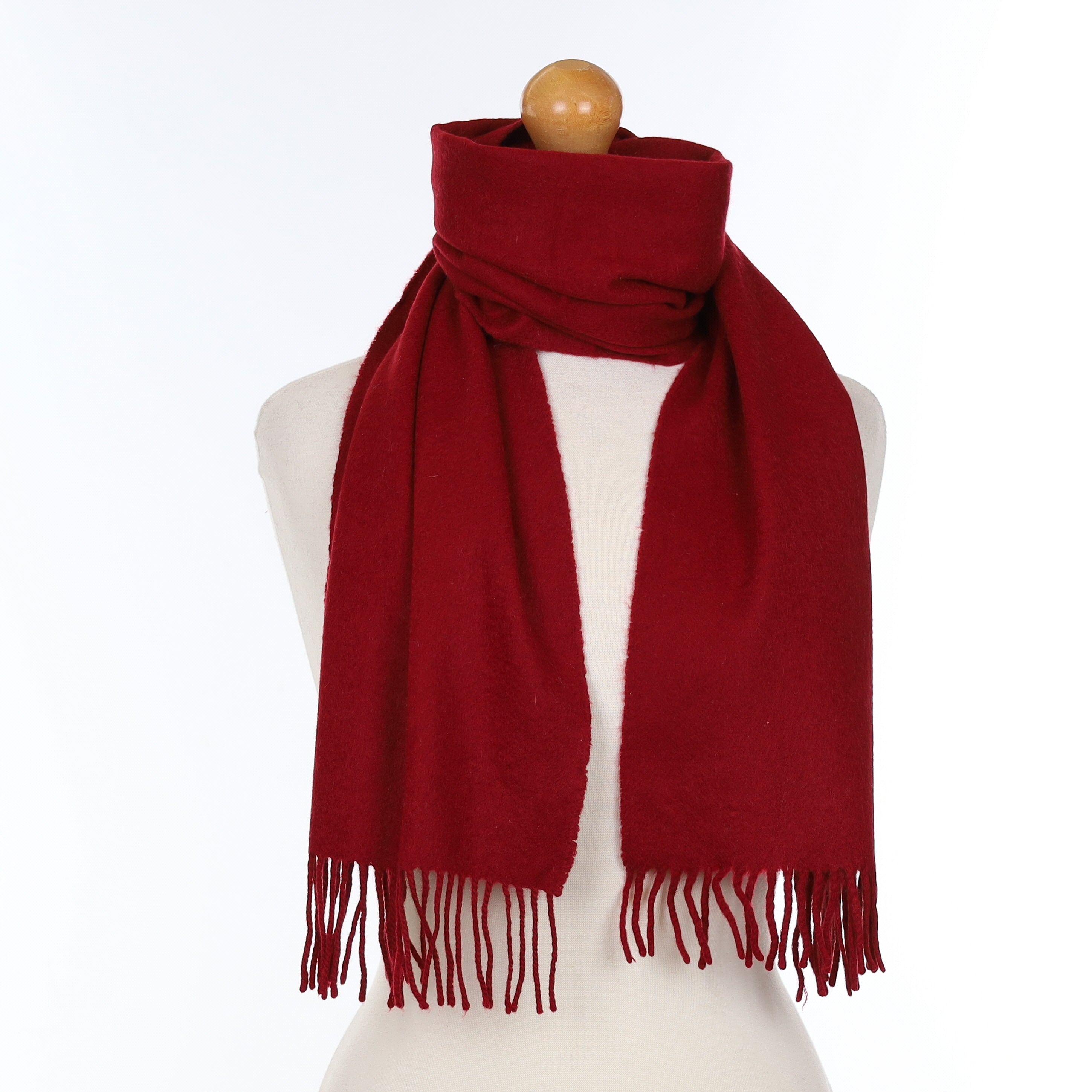 Scottish Burgundy Red Cashmere Woven Scarf