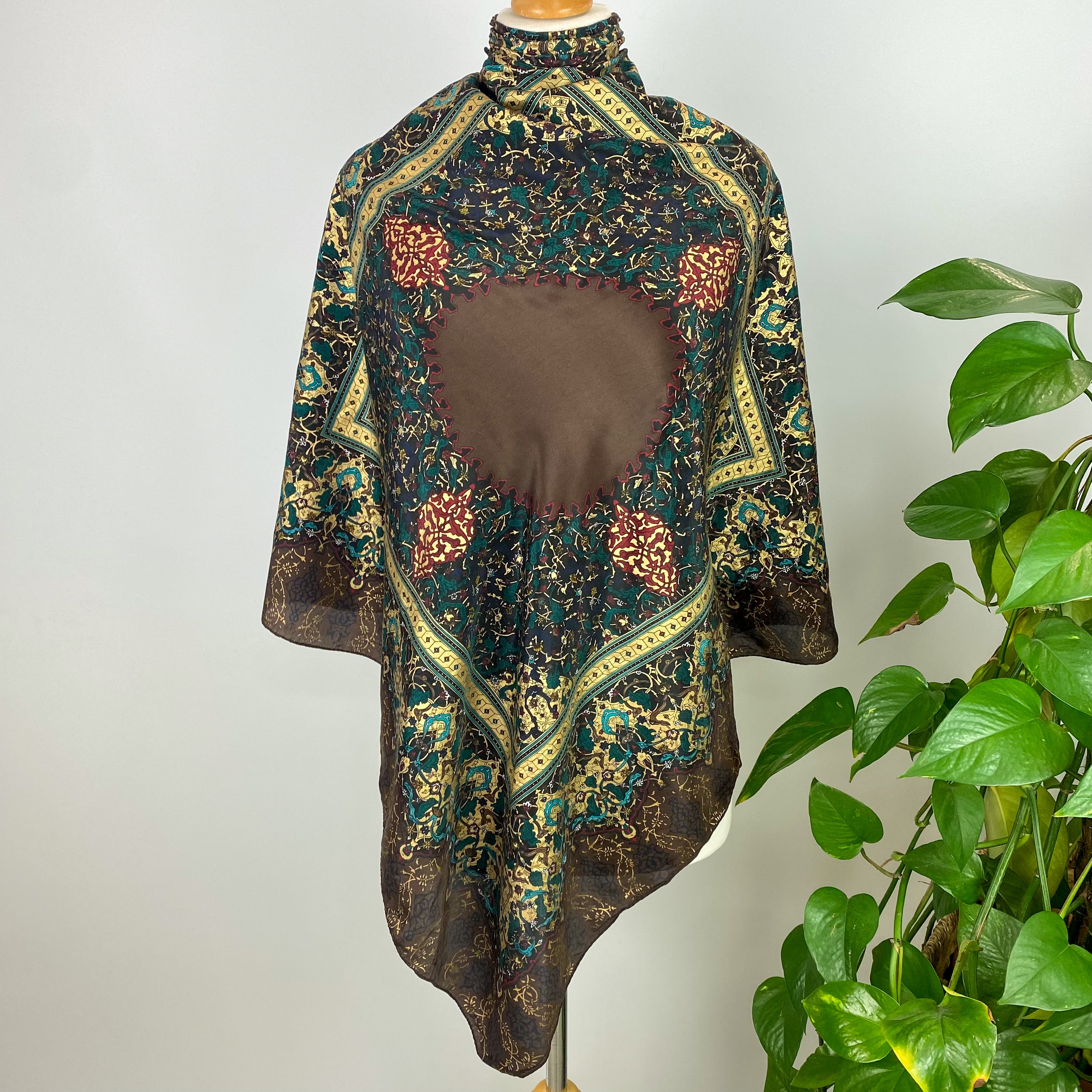 Kenzo Dark Brown Designer Silk Scarf