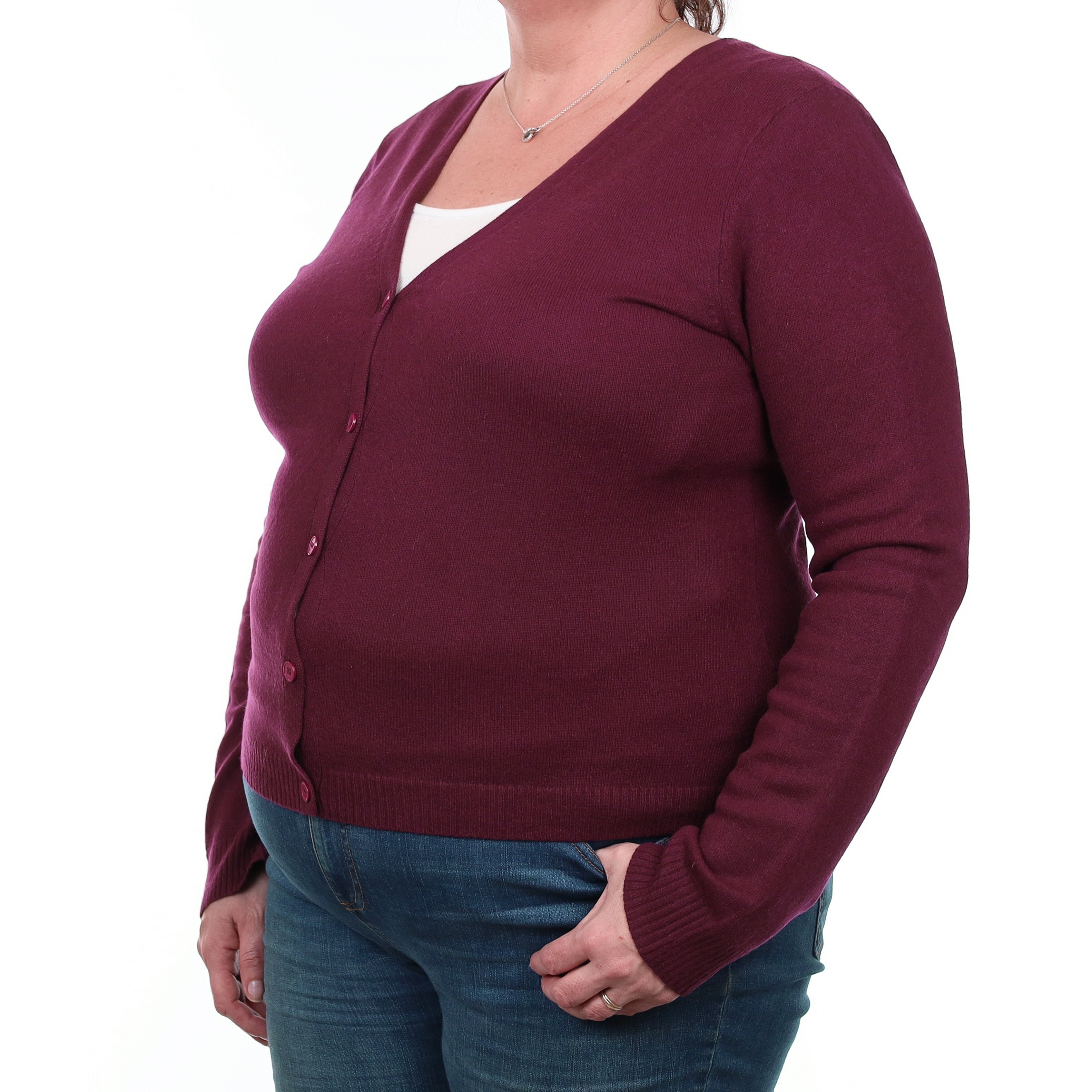 Mulberry Purple Cashmere V Neck Cardigan Extra Large
