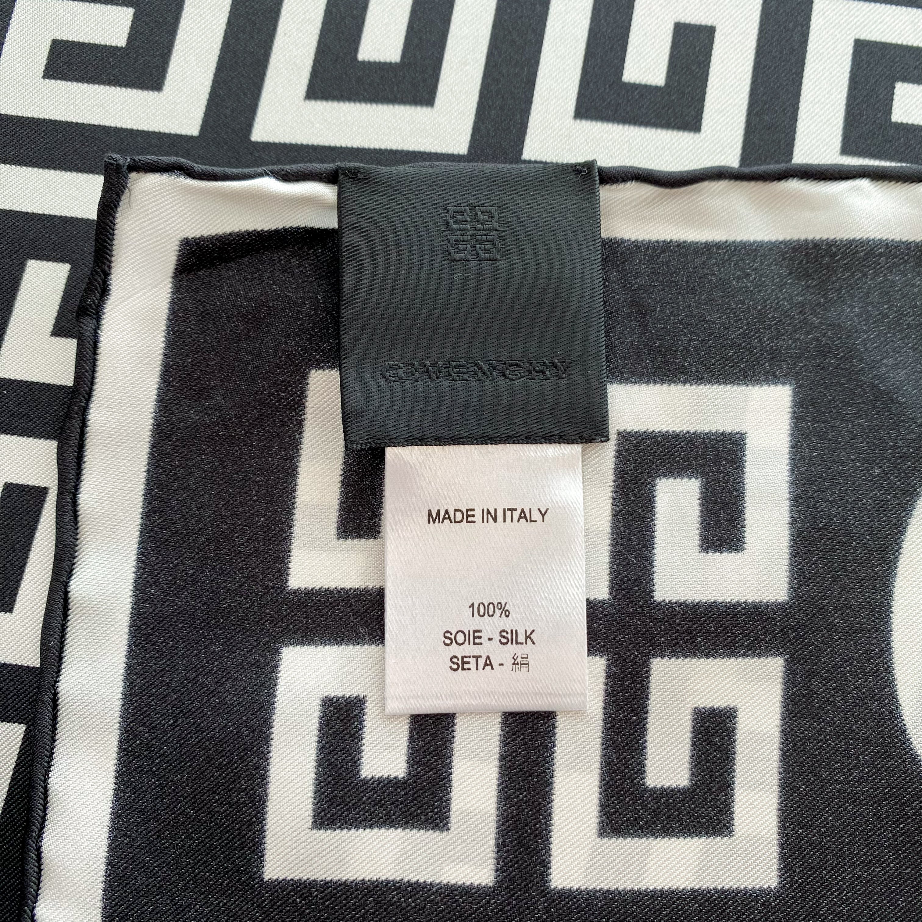 Immaculate Givenchy Monochrome Silk Scarf
