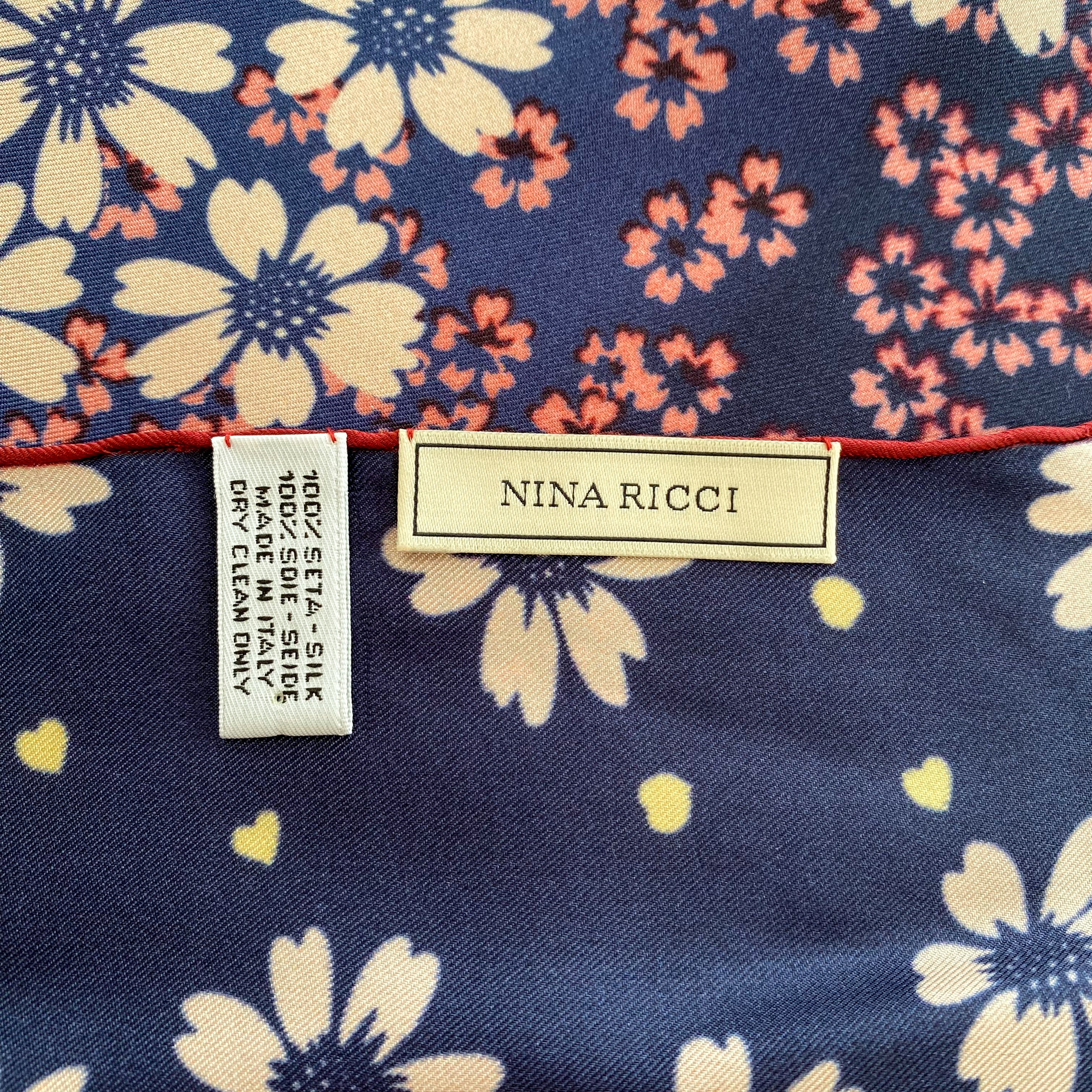 Immaculate Nina Ricci Floral Silk Scarf