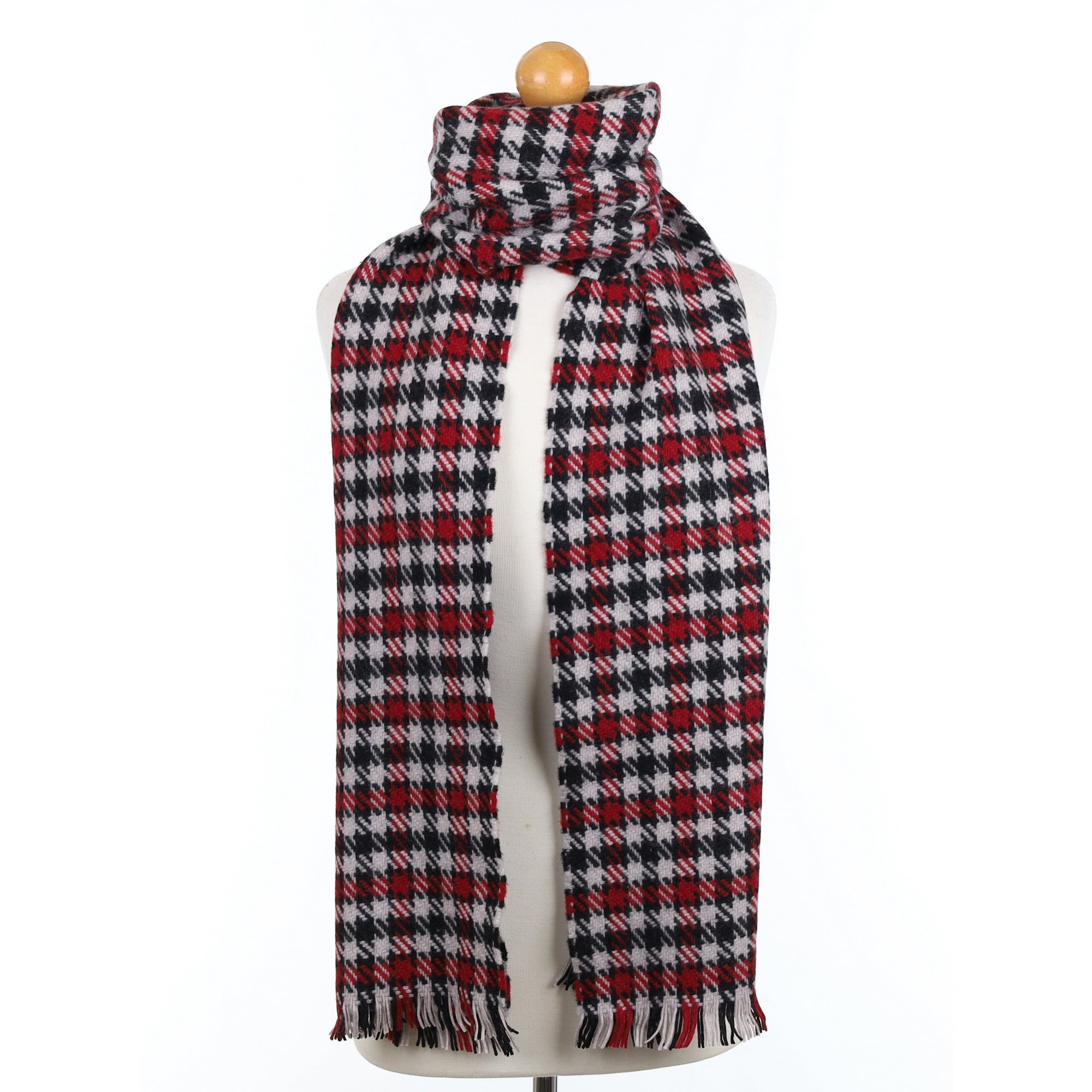 Brand New Scottish Red & Black Check Heavy Mill Cashmere Scarf