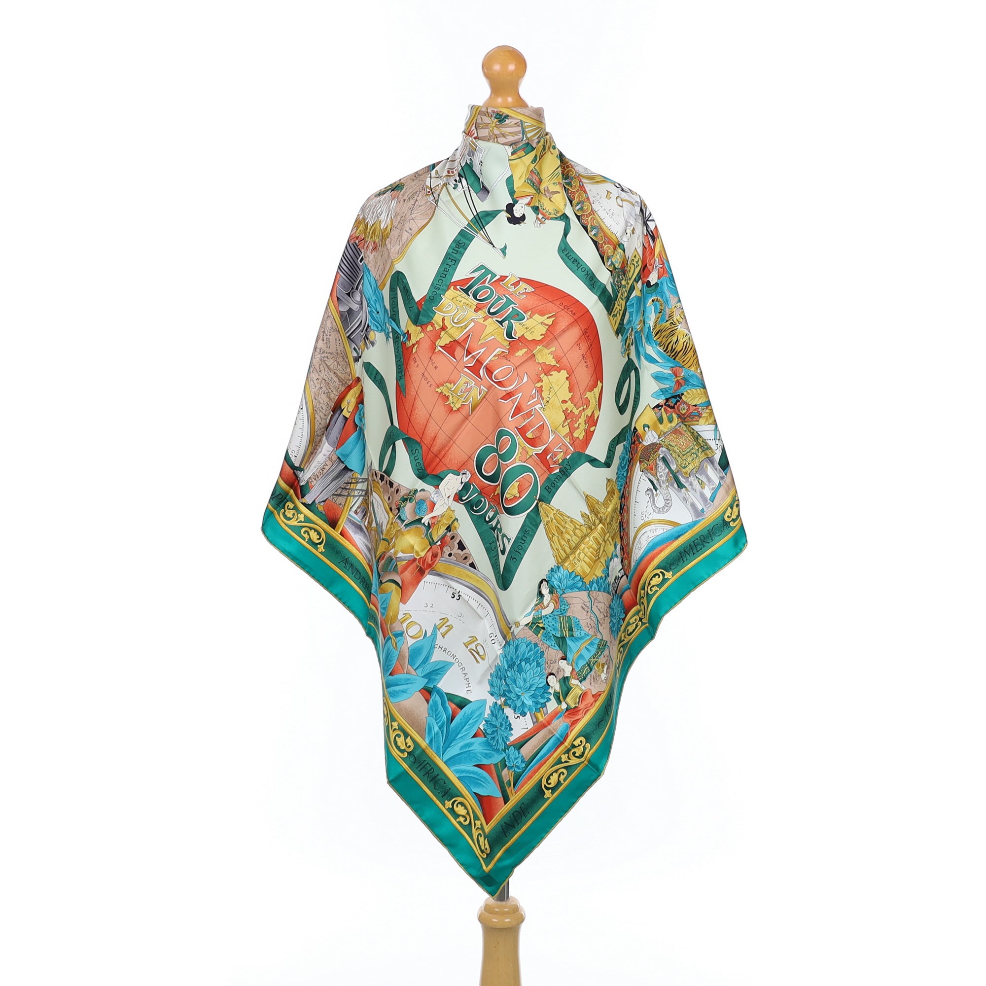Brand New Boxed ‘Around the World in 80 days’ AC Canova Silk Scarf