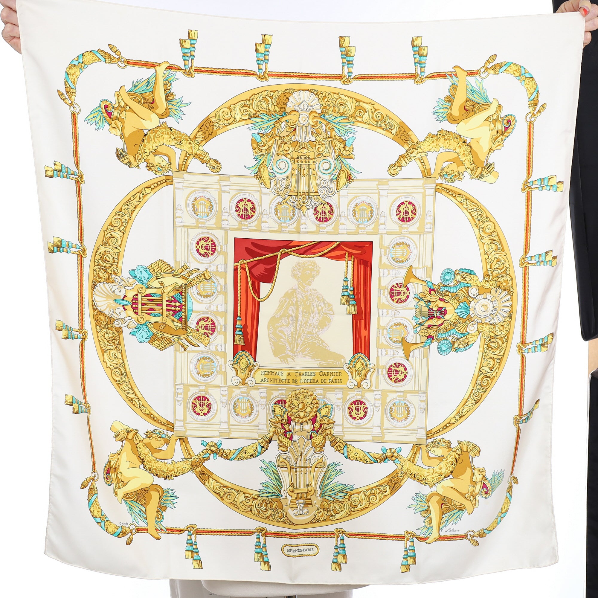 Hermès Hommage a Charles Garnier Architecte de L’Opera de Paris Silk Scarf