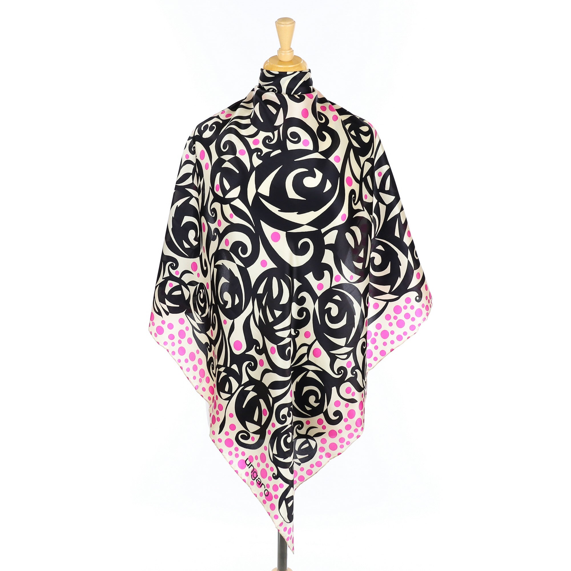 Ungaro Black, Cream and Pink Silk Scarf