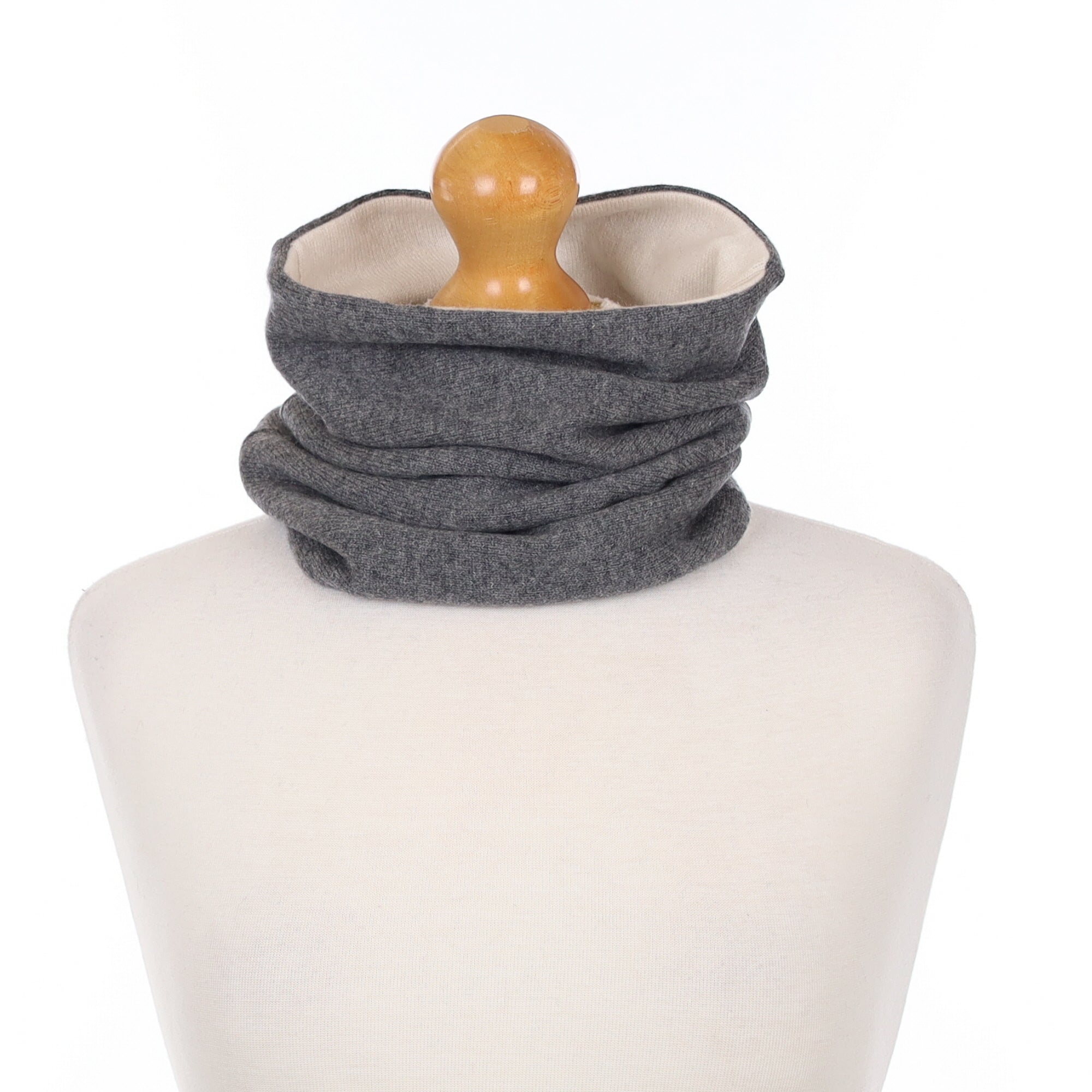 Slate Grey and Cream Luxury Double Layered Snood