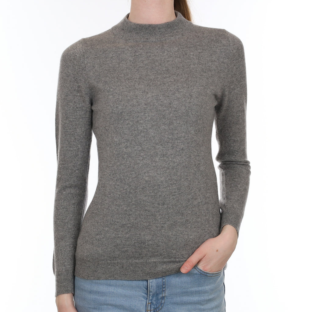 Ash Grey Cashmere Turtle Neck Jumper Extra Small