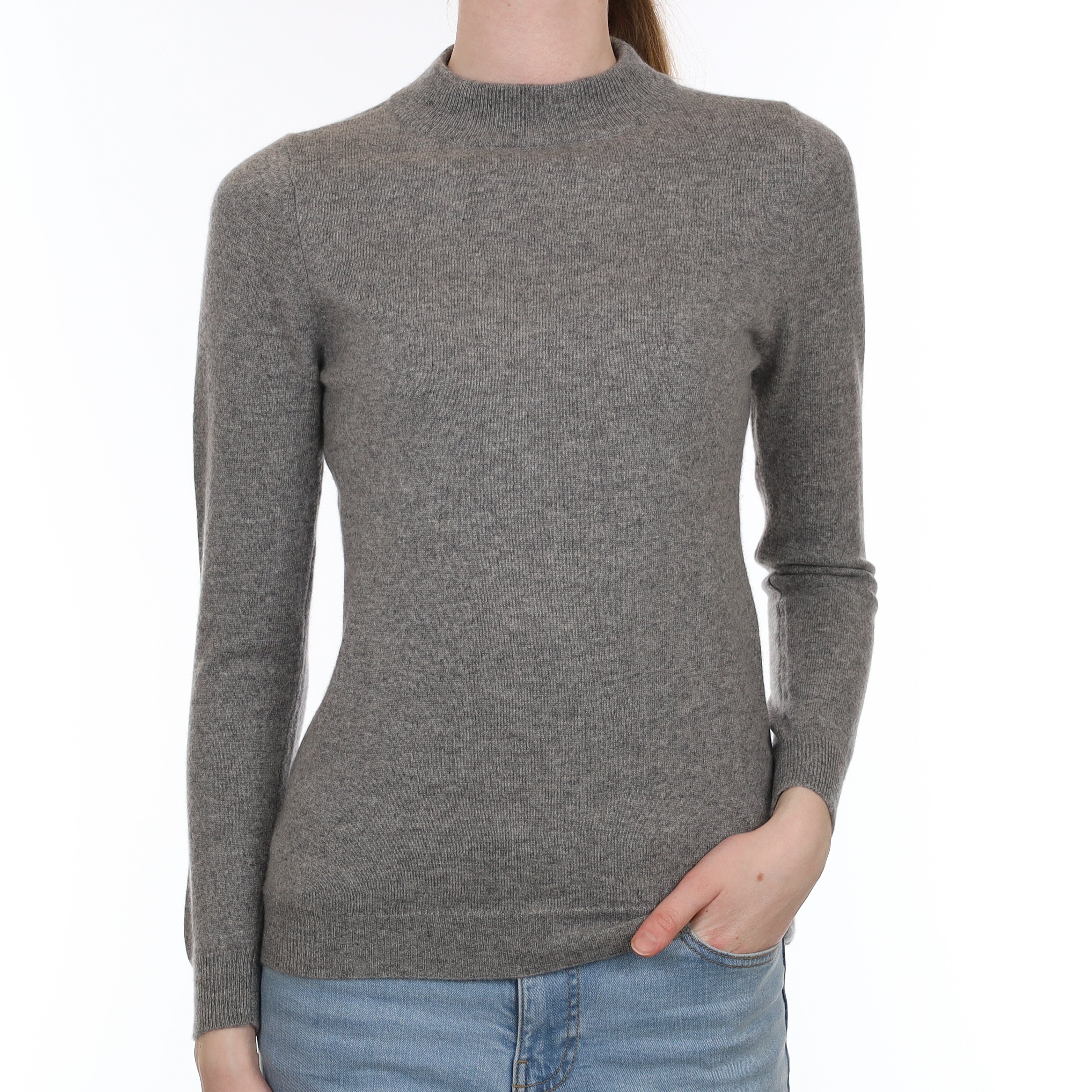 Ash Grey Cashmere Turtle Neck Jumper Extra Small