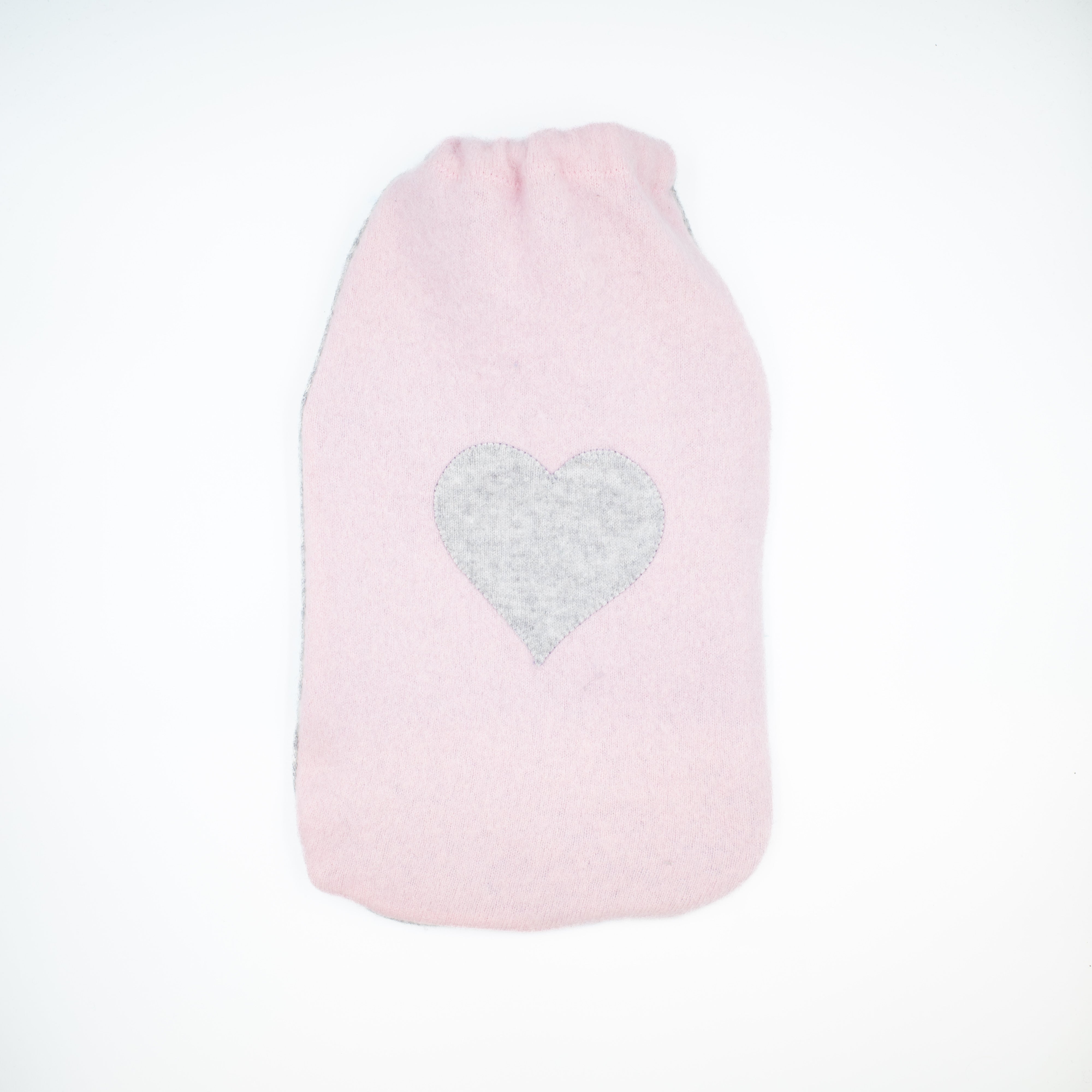 Baby Pink and Pale Grey Heart Cashmere Large Hot Water Bottle