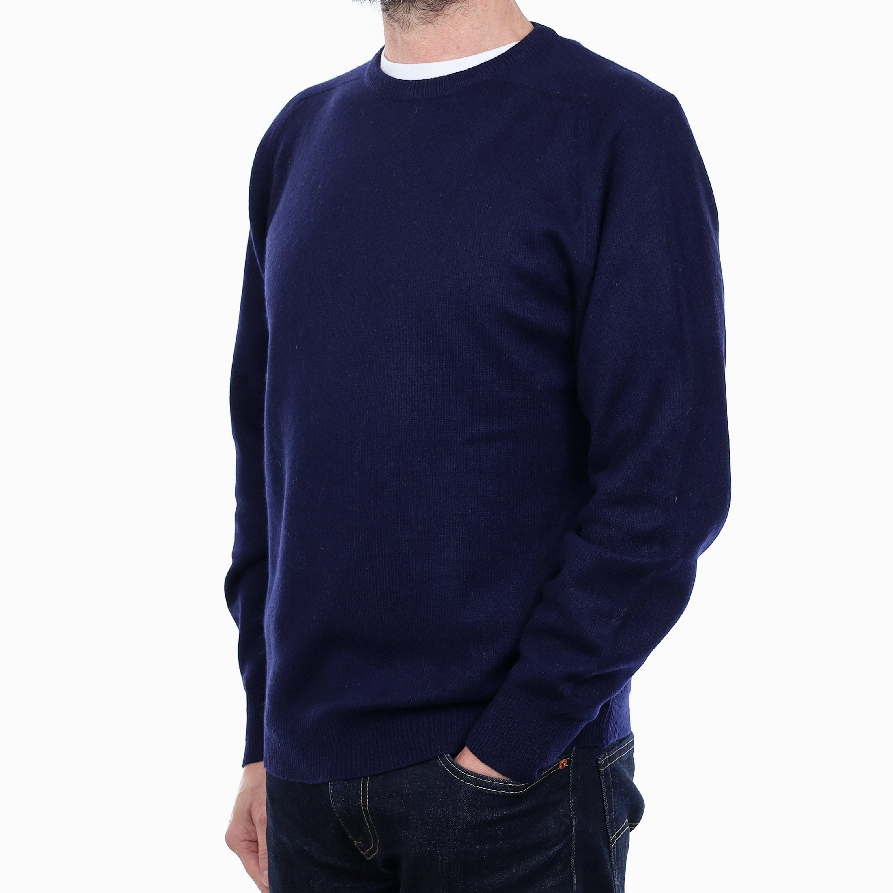 Men's Scottish Navy Cashmere Crew Neck Jumper Small
