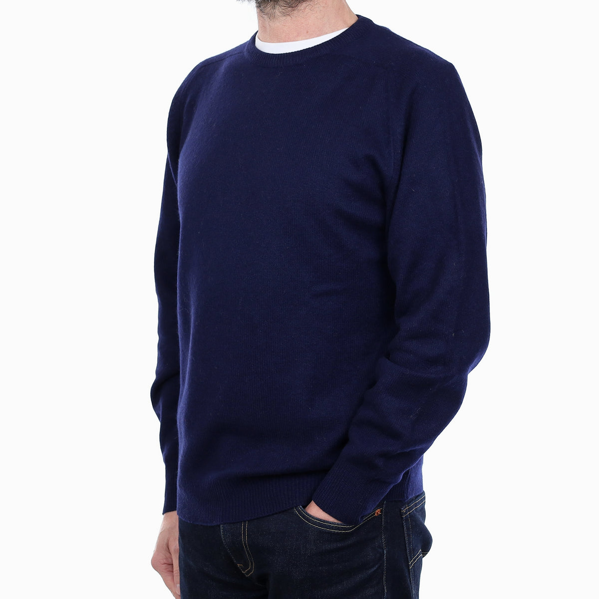 Men's Scottish Navy Cashmere Crew Neck Jumper Small